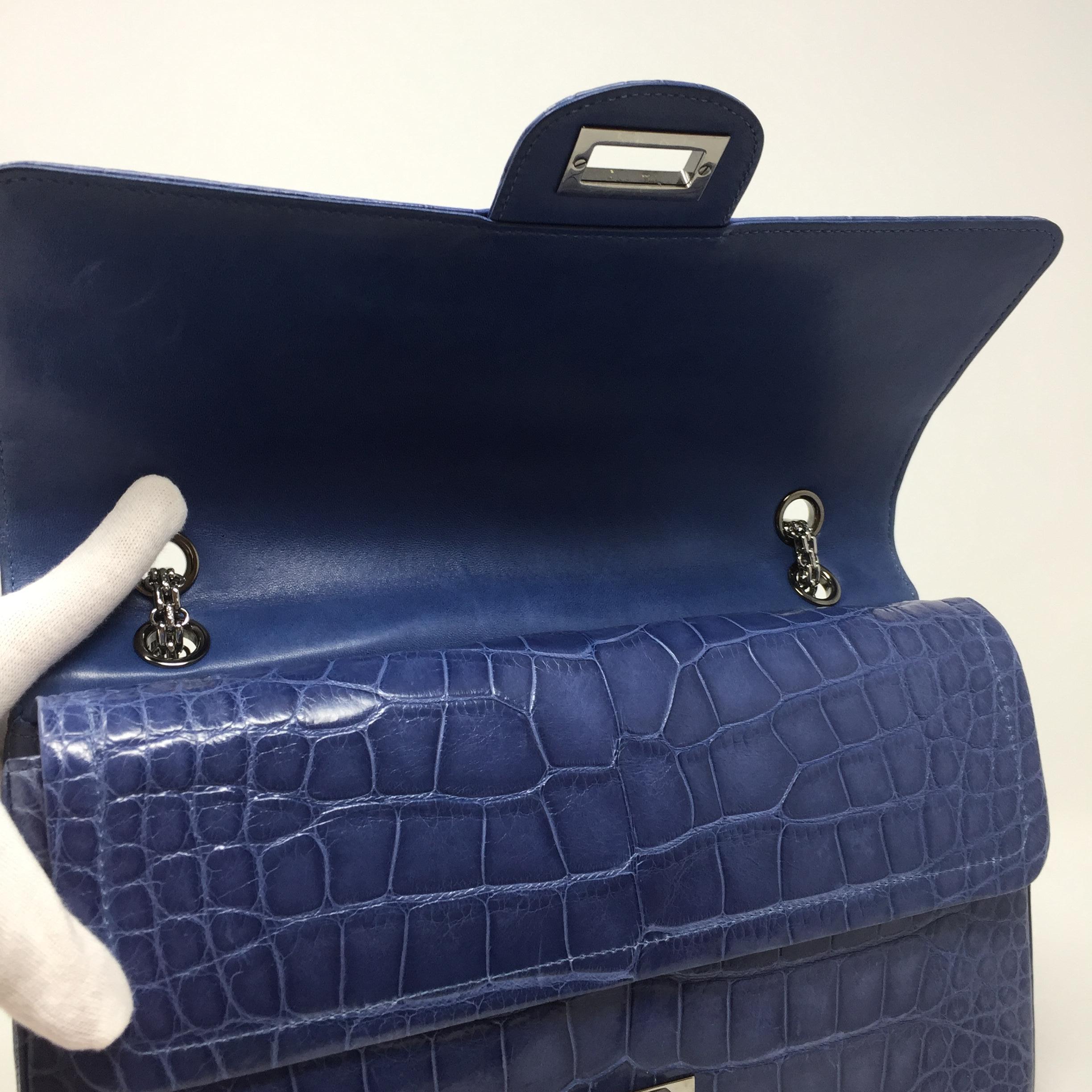 Chanel Bag Blue Shine Crocodile 2.55 Reissue Double Flap Timeless Bag, 2012 4