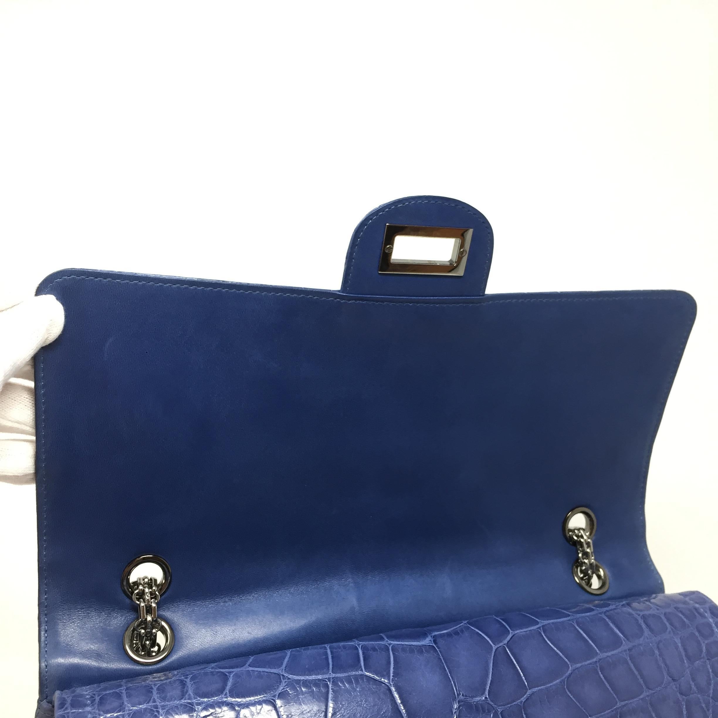 Chanel Bag Blue Shine Crocodile 2.55 Reissue Double Flap Timeless Bag, 2012 5