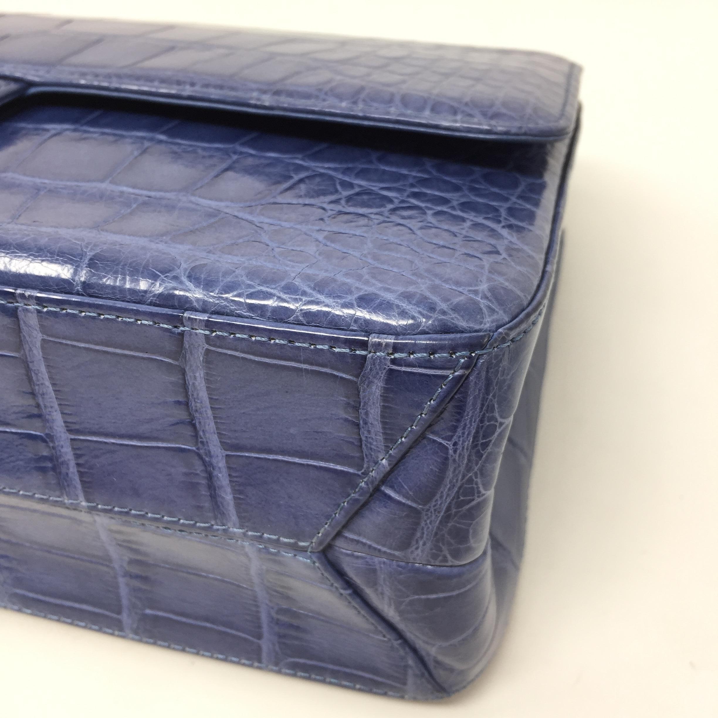 Chanel Bag Blue Shine Crocodile 2.55 Reissue Double Flap Timeless Bag, 2012 8