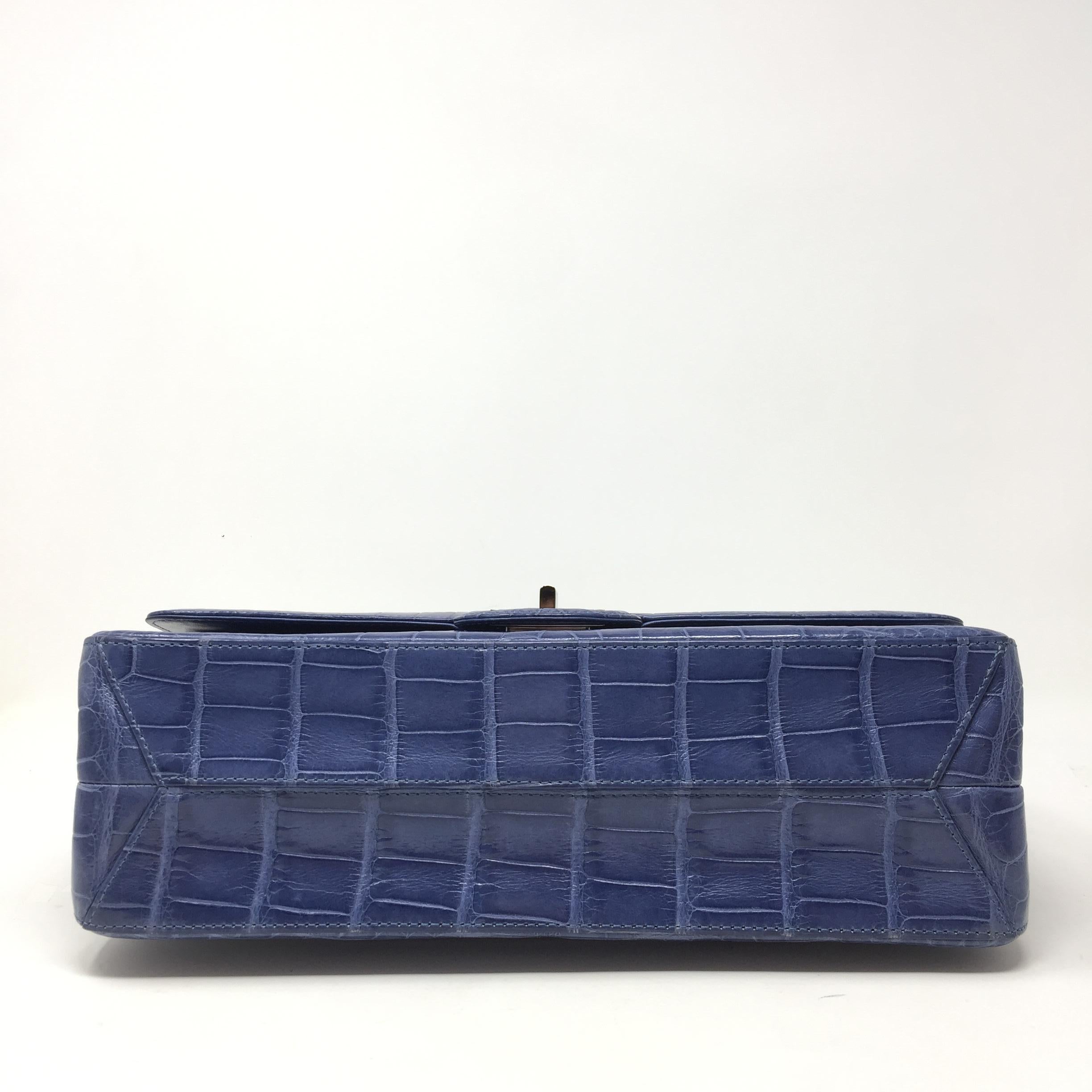 Chanel Bag Blue Shine Crocodile 2.55 Reissue Double Flap Timeless Bag, 2012 9