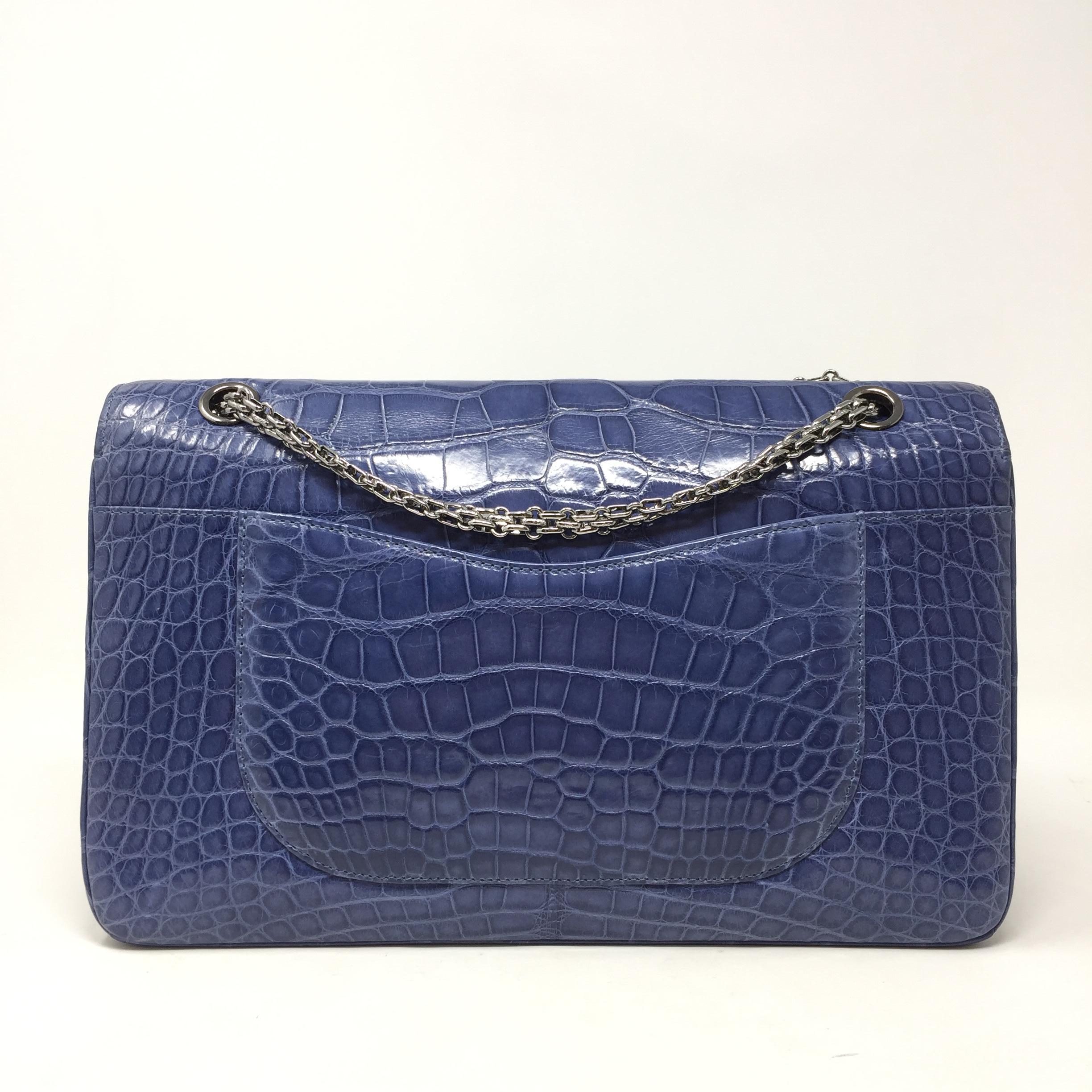 Chanel Bag Blue Shine Crocodile 2.55 Reissue Double Flap Timeless Bag, 2012 11