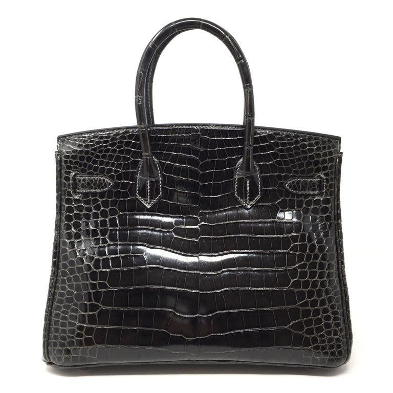 Hermes Birkin Bag 30 Crocodile Porosus Graphite Gray Shine Leather ...