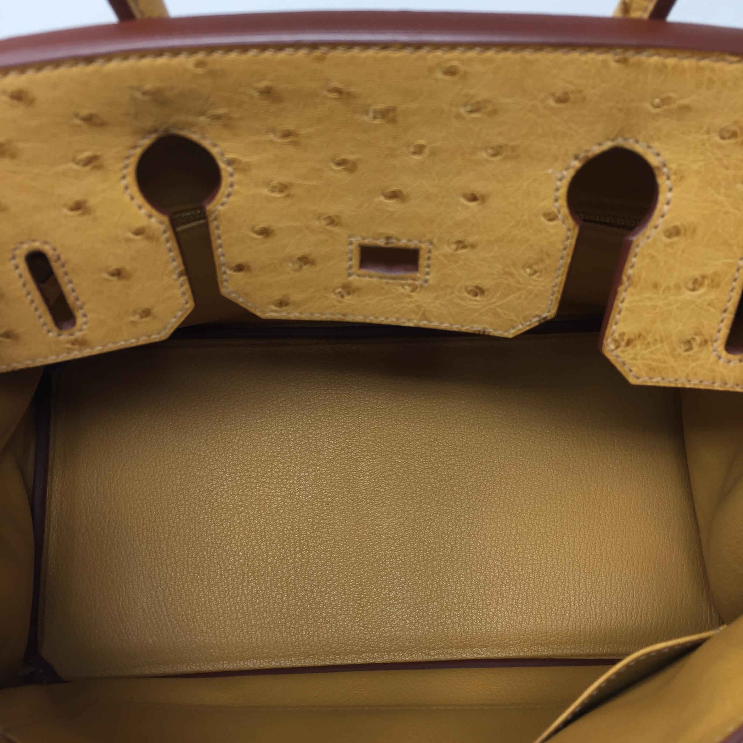 Hermes Paris Birkin Bag 30 Ostrich Saffron Leather , 2014 4