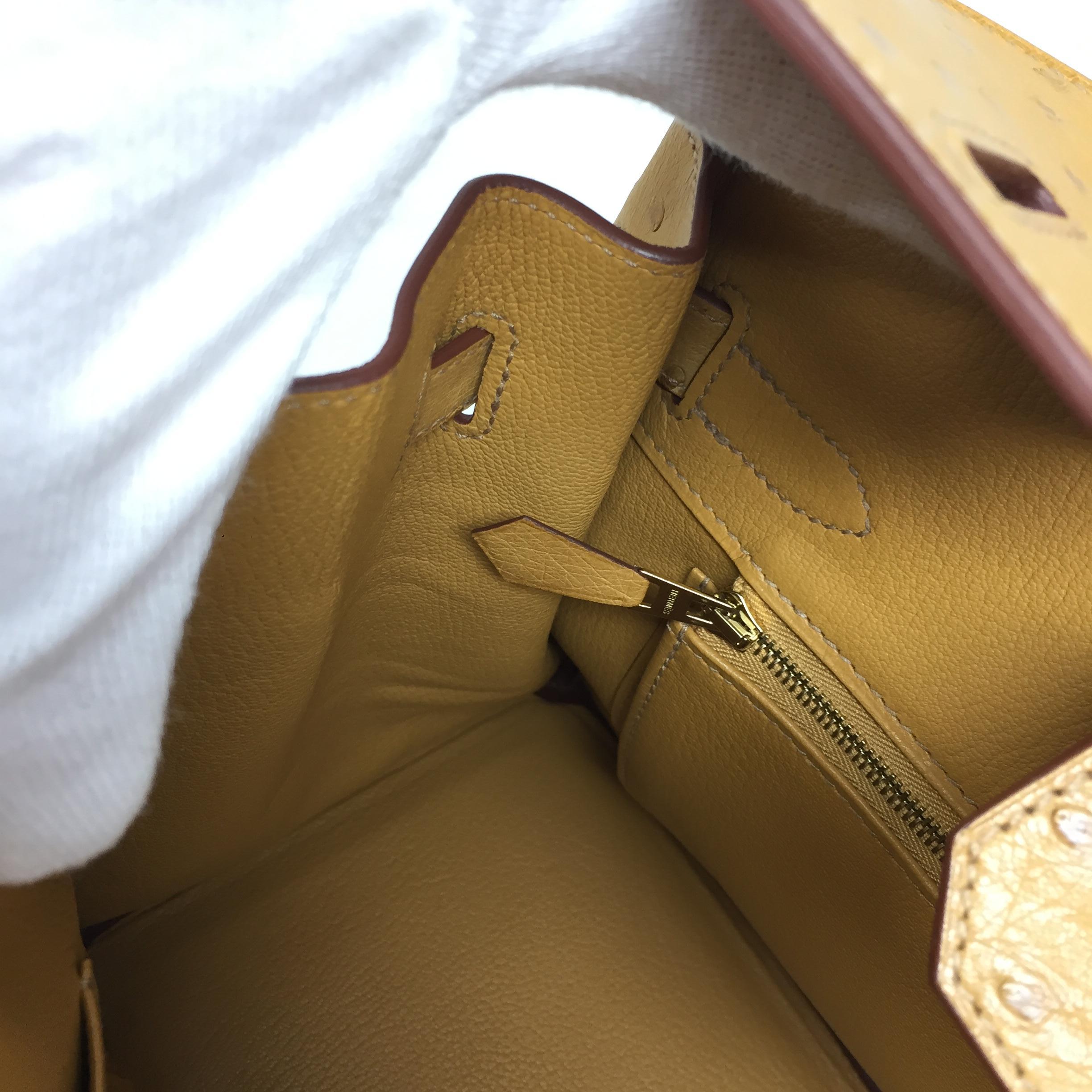 Hermes Paris Birkin Bag 30 Ostrich Saffron Leather , 2014 6