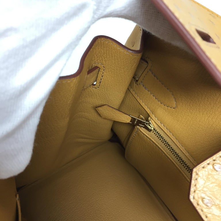 Hermes Paris Birkin Bag 30 Ostrich Saffron Leather , 2014 at 1stDibs