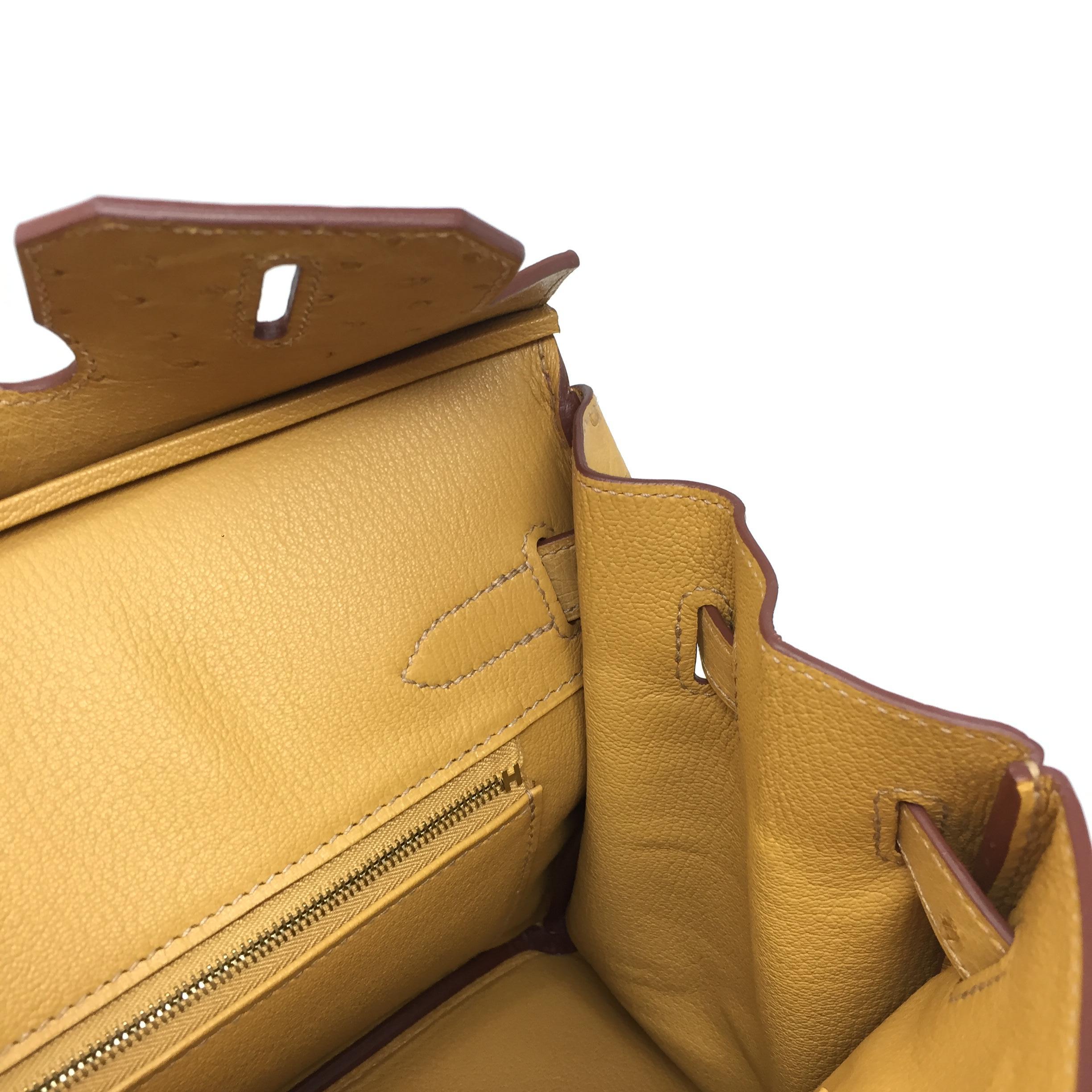 Hermes Paris Birkin Bag 30 Ostrich Saffron Leather , 2014 7