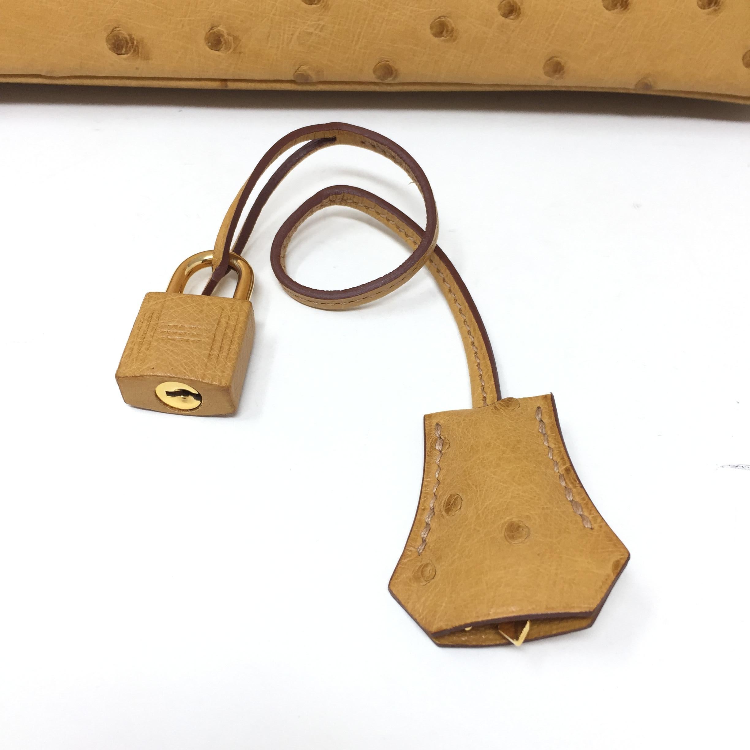 Hermes Paris Birkin Bag 30 Ostrich Saffron Leather , 2014 8