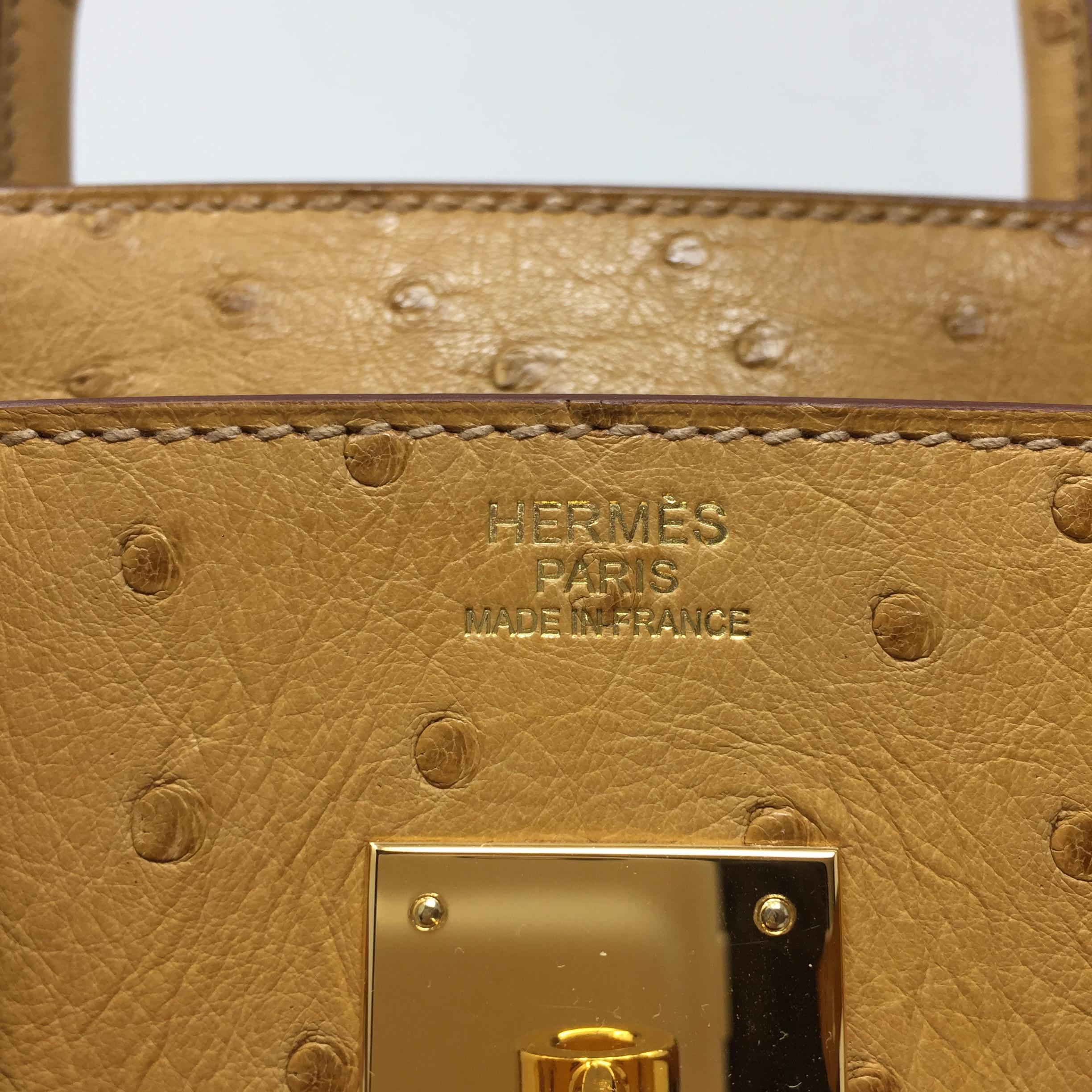 Hermes Paris Birkin Bag 30 Ostrich Saffron Leather , 2014 9