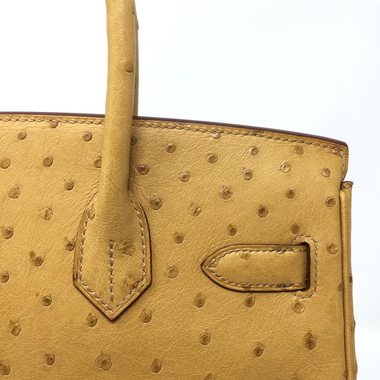 Hermes Paris Birkin Bag 30 Ostrich Saffron Leather , 2014 at 1stDibs