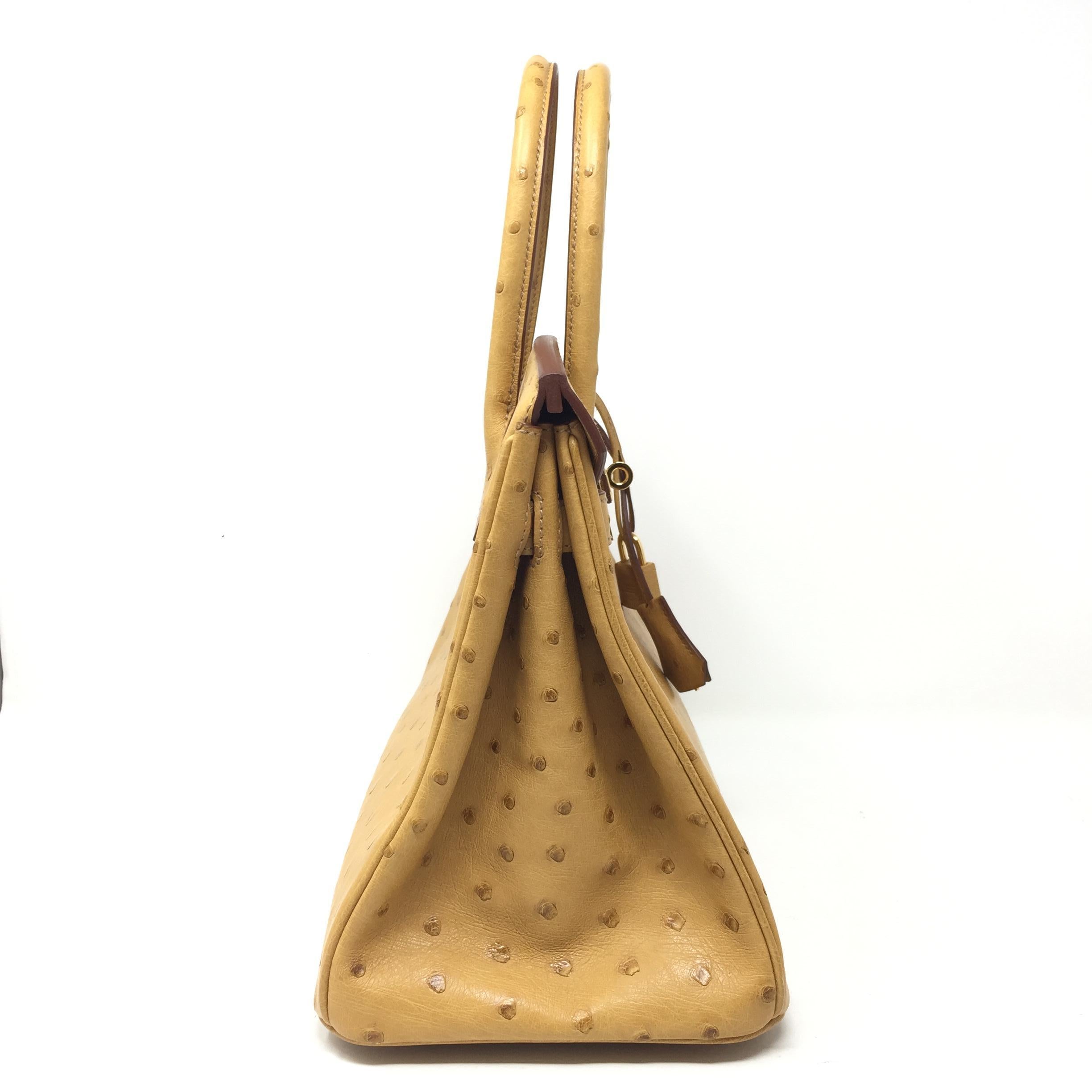Hermes Paris Birkin Bag 30 Ostrich Saffron Leather , 2014 12