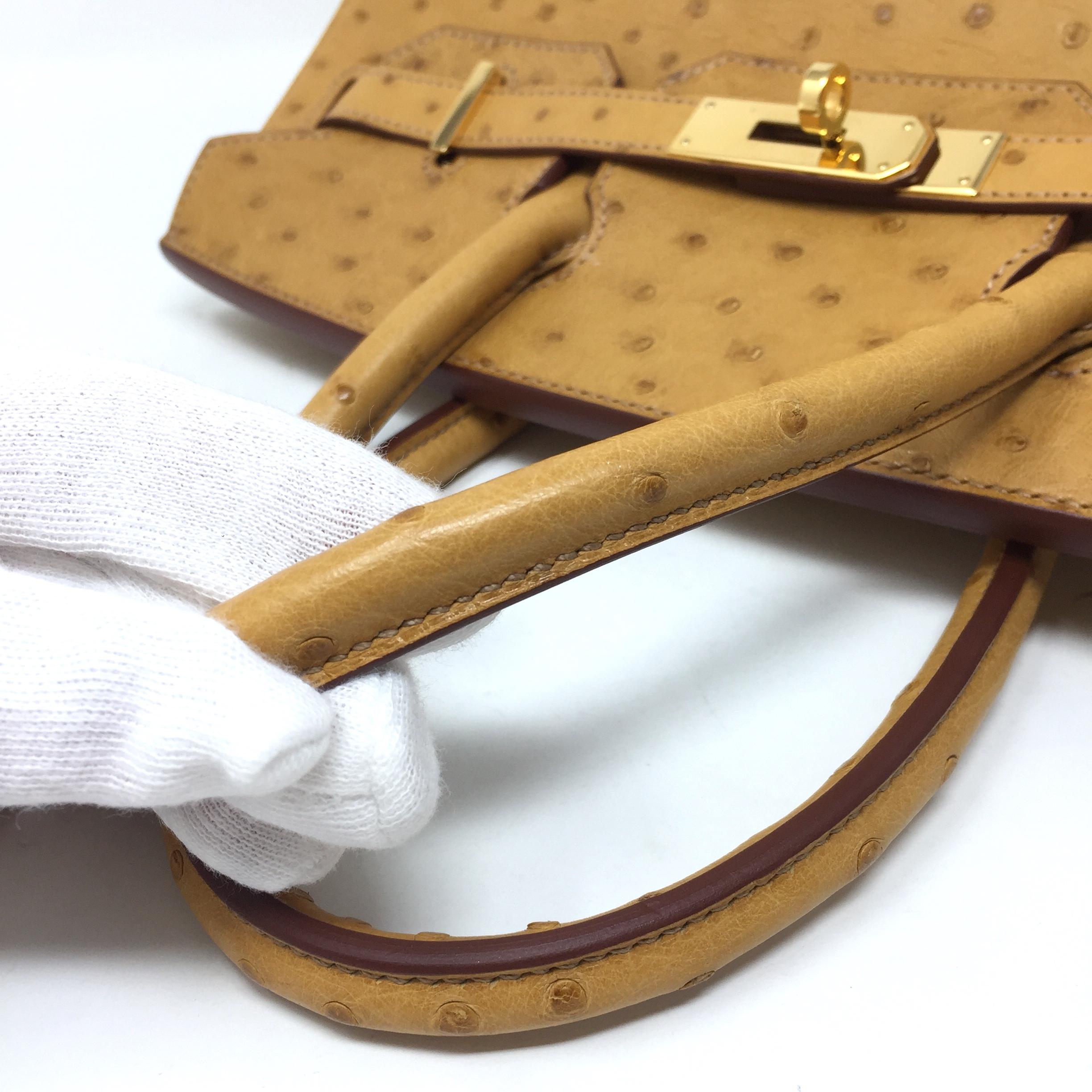 Hermes Paris Birkin Bag 30 Ostrich Saffron Leather , 2014 In Excellent Condition In Milan, IT