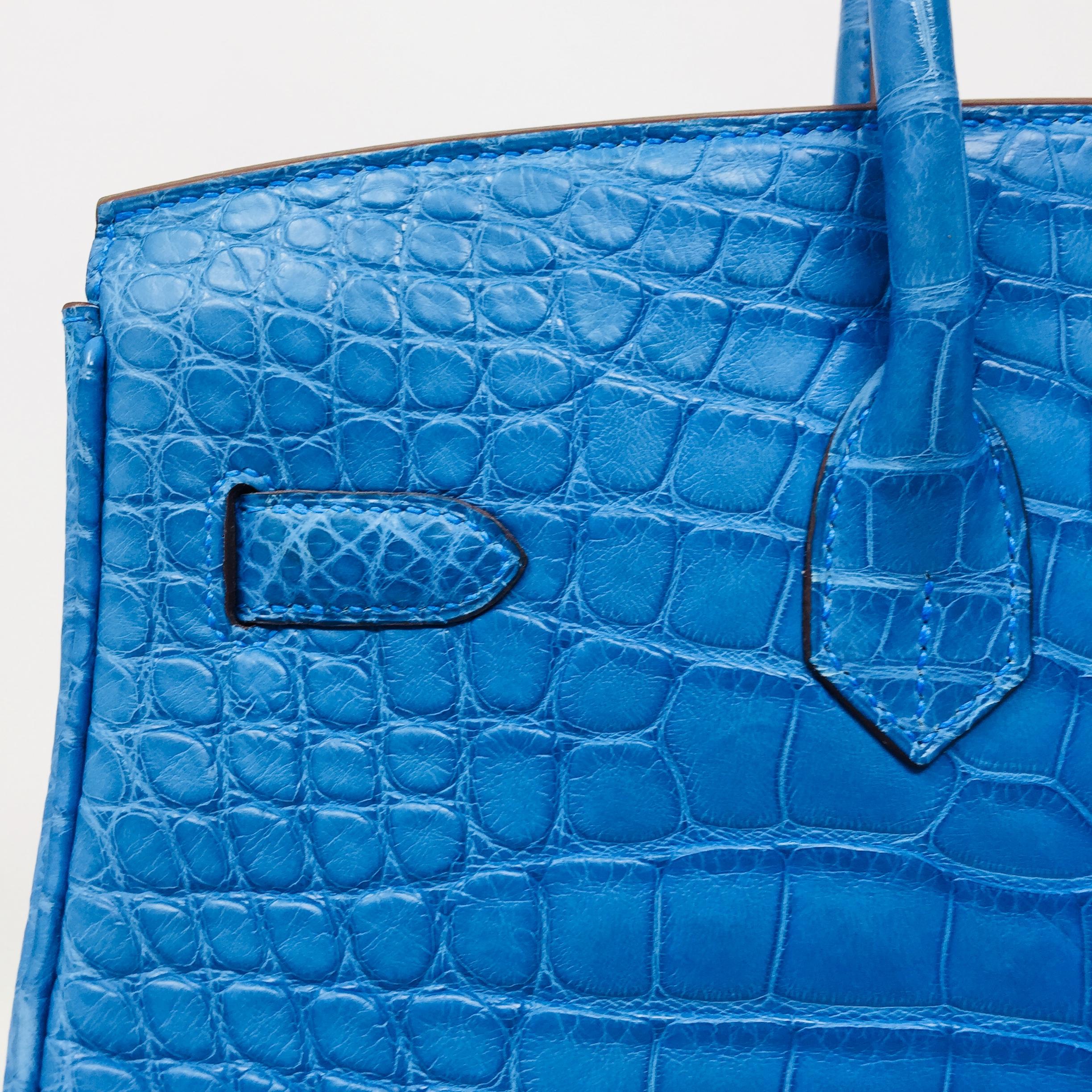 Hermes Paris Birkin 35 Alligator Mississippiensis Blue Mykonos Mat Bag, 2012 3