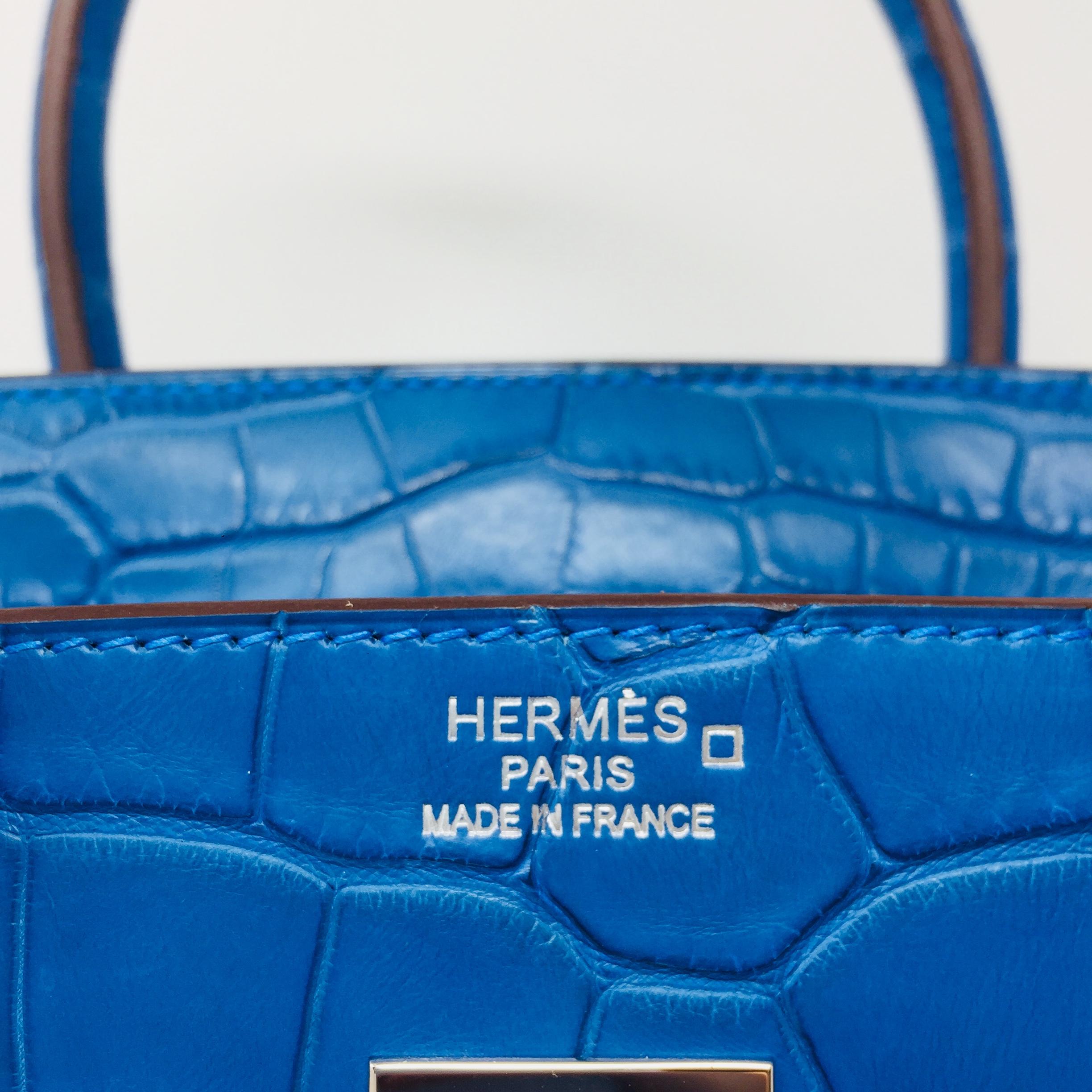 Hermes Paris Birkin 35 Alligator Mississippiensis Blue Mykonos Mat Bag, 2012 12