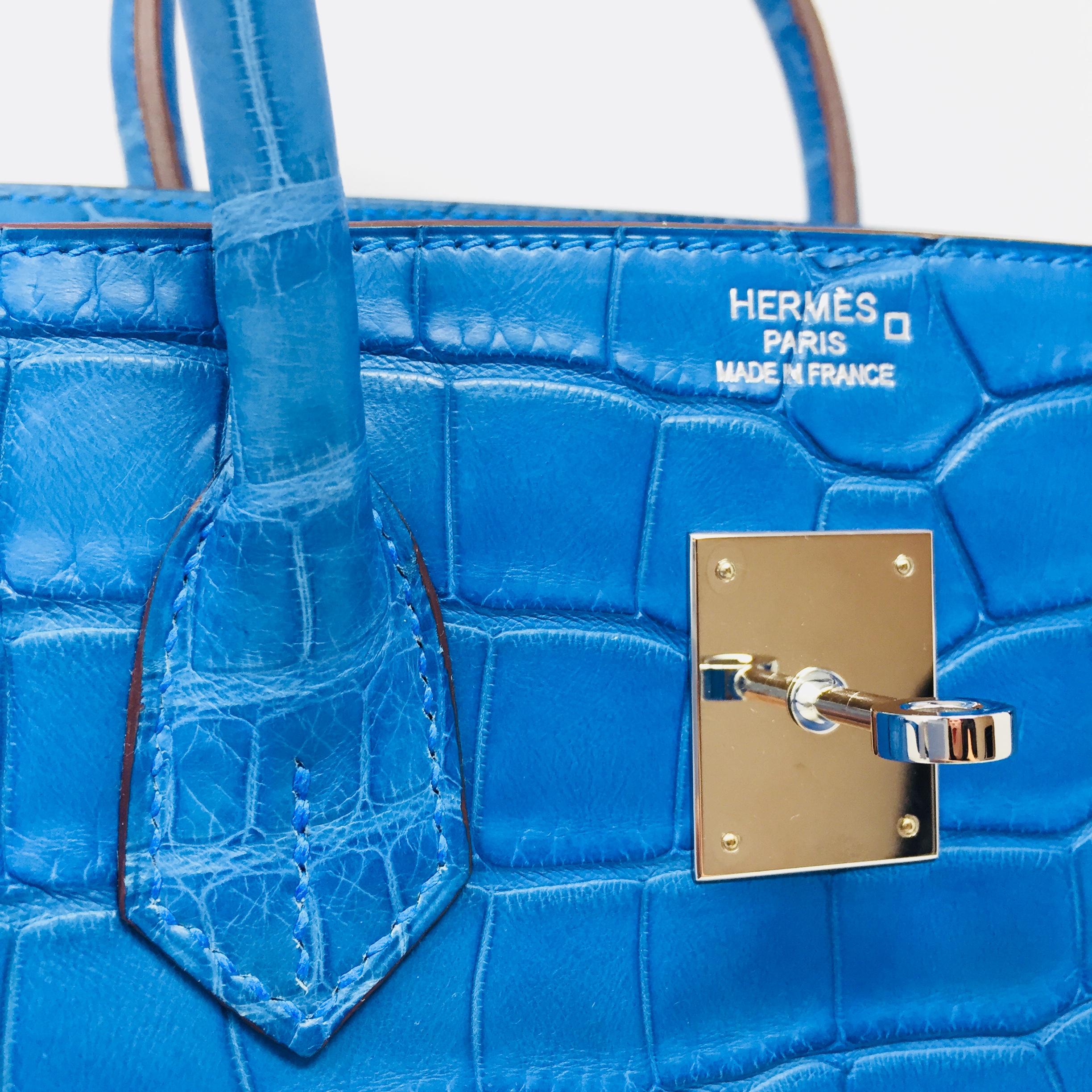 Hermes Paris Birkin 35 Alligator Mississippiensis Blue Mykonos Mat Bag, 2012 13