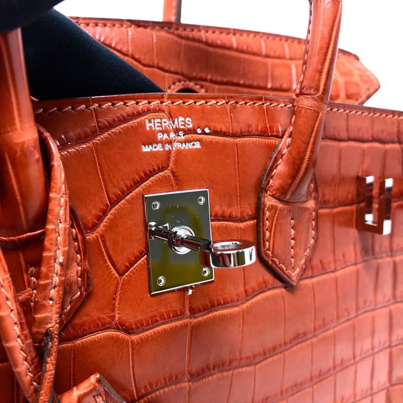 Women's or Men's Hermes Sac Birkin 25 Crocodile Niloticus Mat 