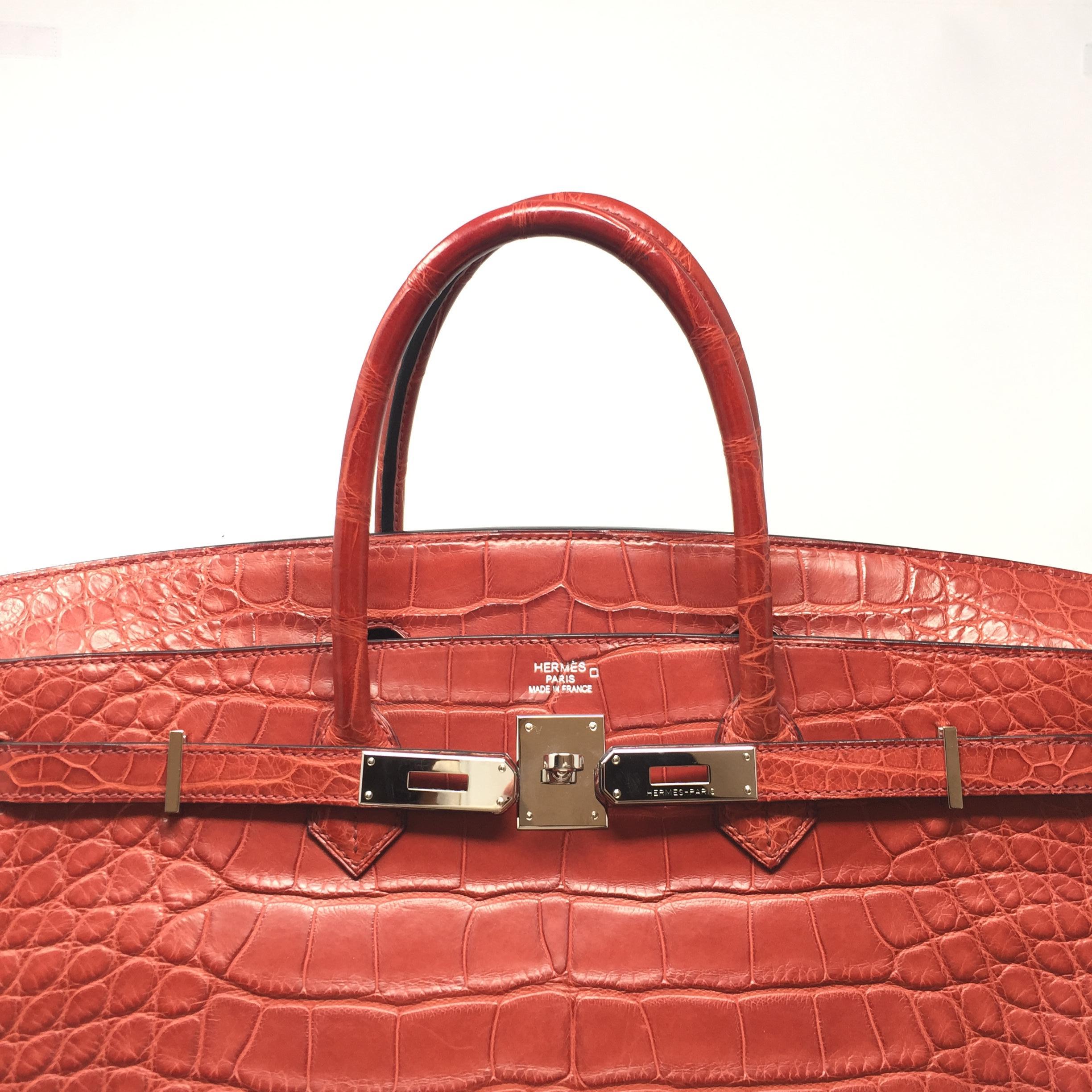 Hermes Paris Sac Rouge Matte Alligator Leather Birkin 40 Bag, 2013 2
