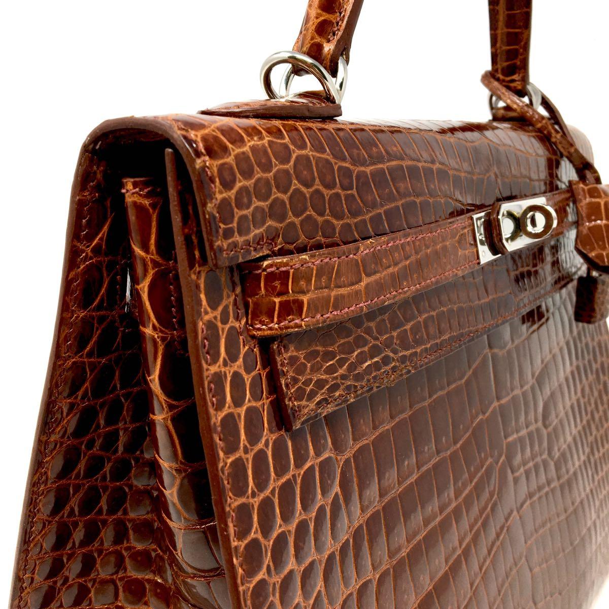 Women's HERMES Sac KELLY 32 Sellier Croco Porosus Miel Leather, 2009 