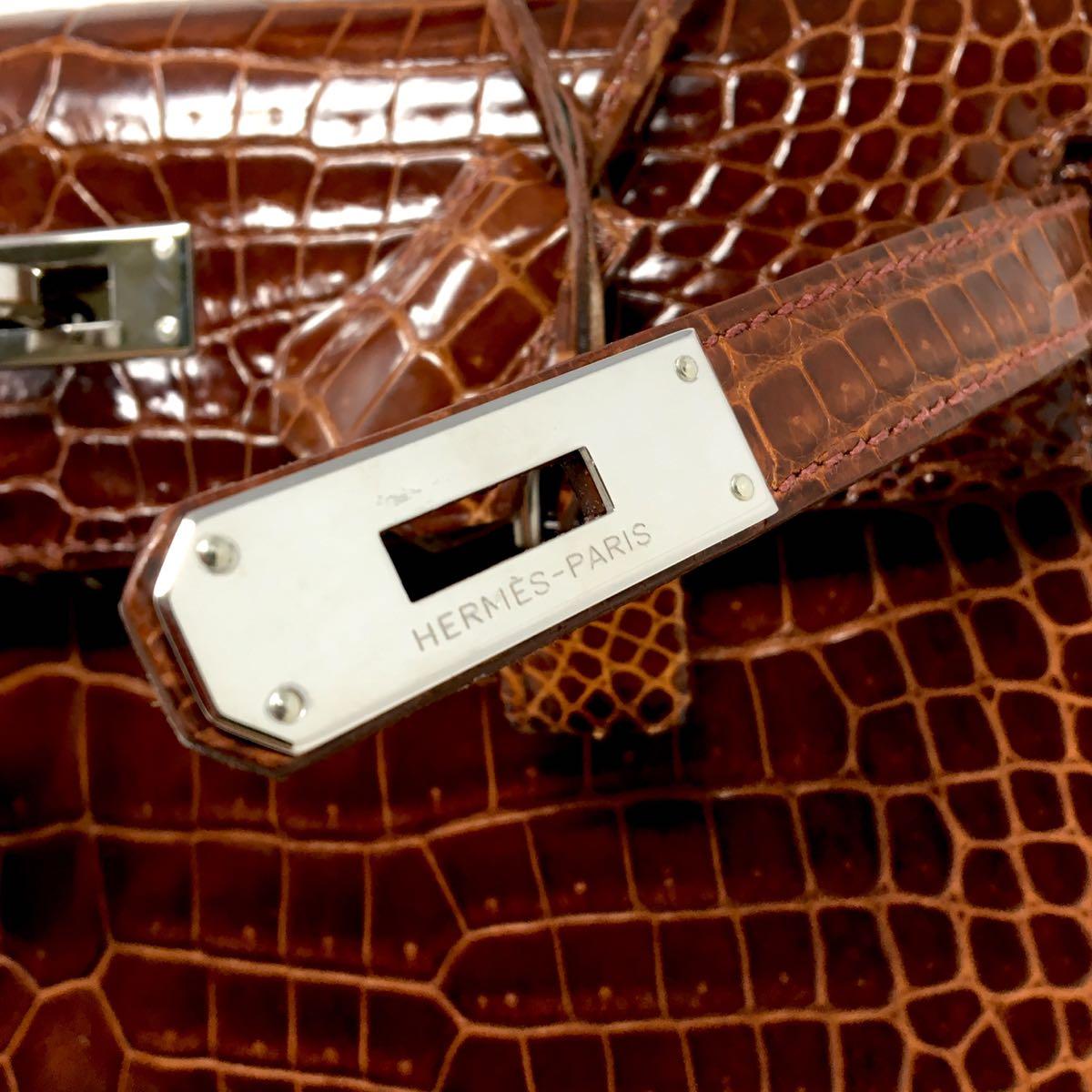 HERMES Sac KELLY 32 Sellier Croco Porosus Miel Leather, 2009  10