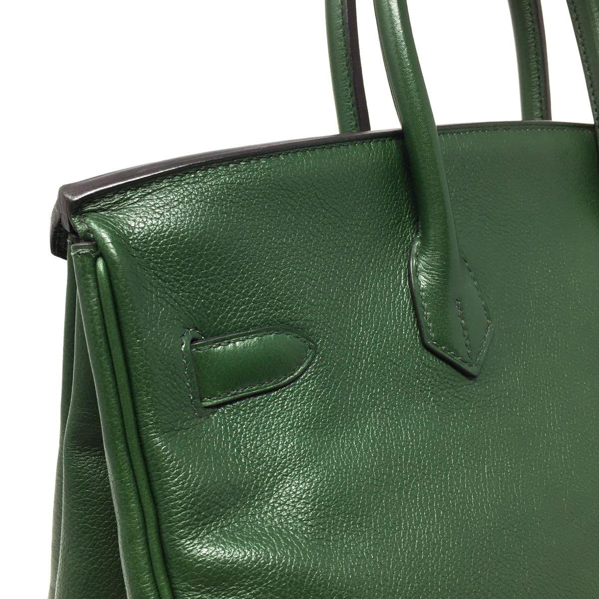 Hermes Paris  Sac BIRKIN 35 Green Olive Veau graine leather , 2011 In Good Condition In Milan, IT