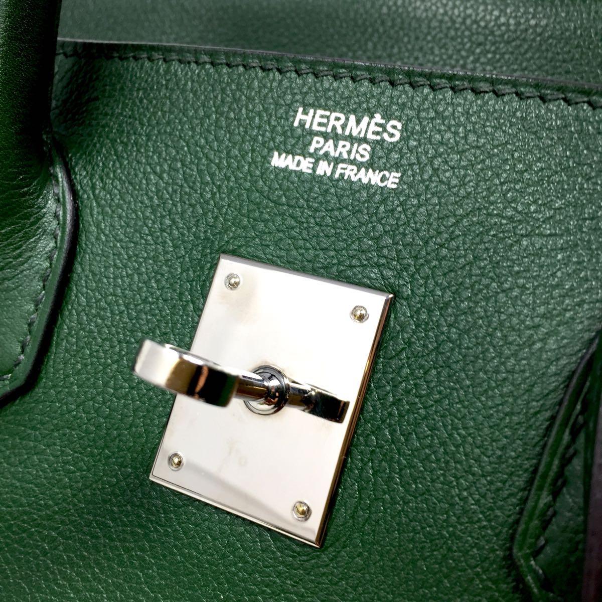 Hermes Paris  Sac BIRKIN 35 Green Olive Veau graine leather , 2011 5