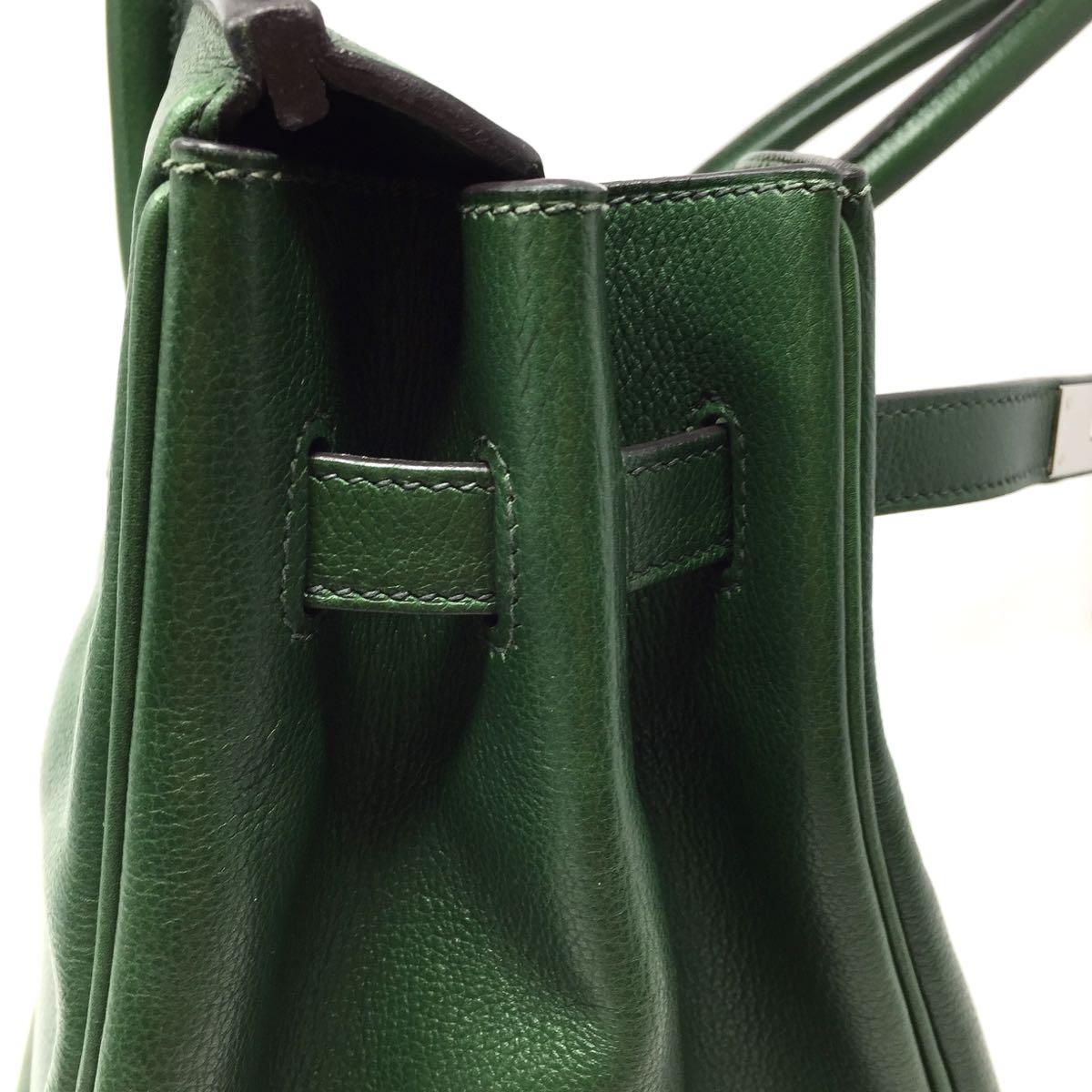 Hermes Paris  Sac BIRKIN 35 Green Olive Veau graine leather , 2011 9
