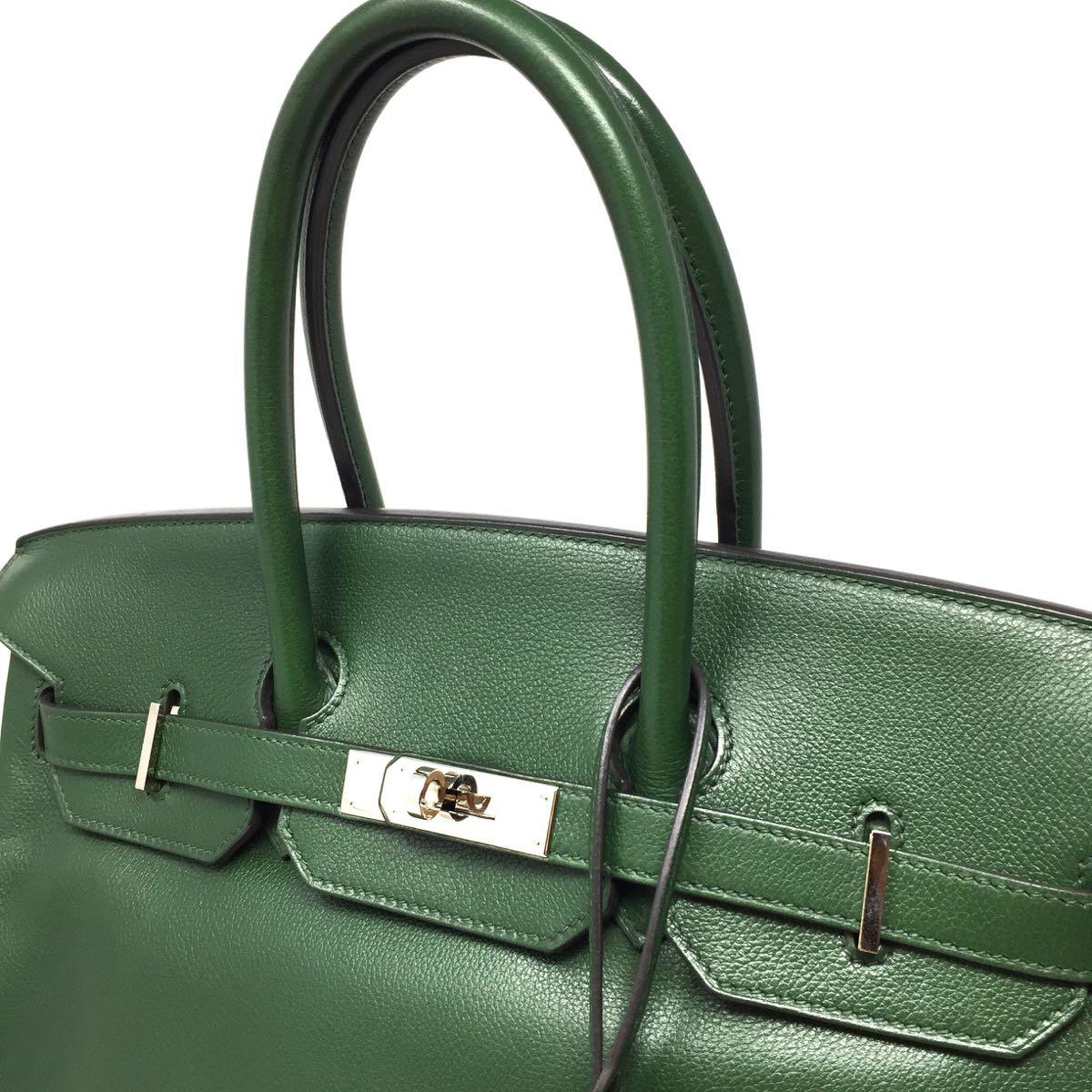 Hermes Paris  Sac BIRKIN 35 Green Olive Veau graine leather , 2011 13