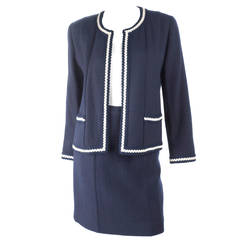 1980 Chanel Boutique Suit in Navy and Creme