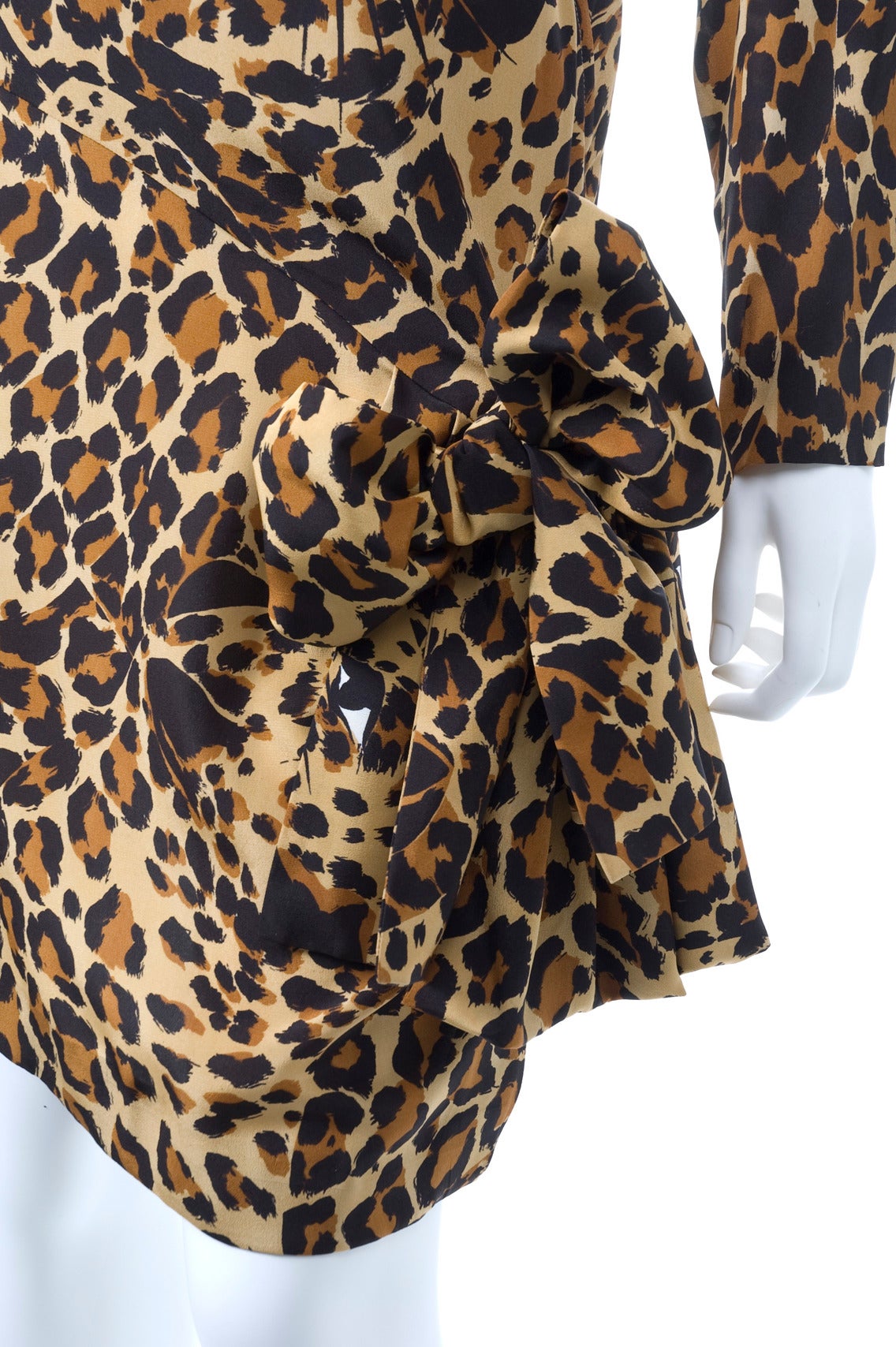 Iconic Vintage Yves Saint Laurent Silk Leopard Print Dress For Sale 1