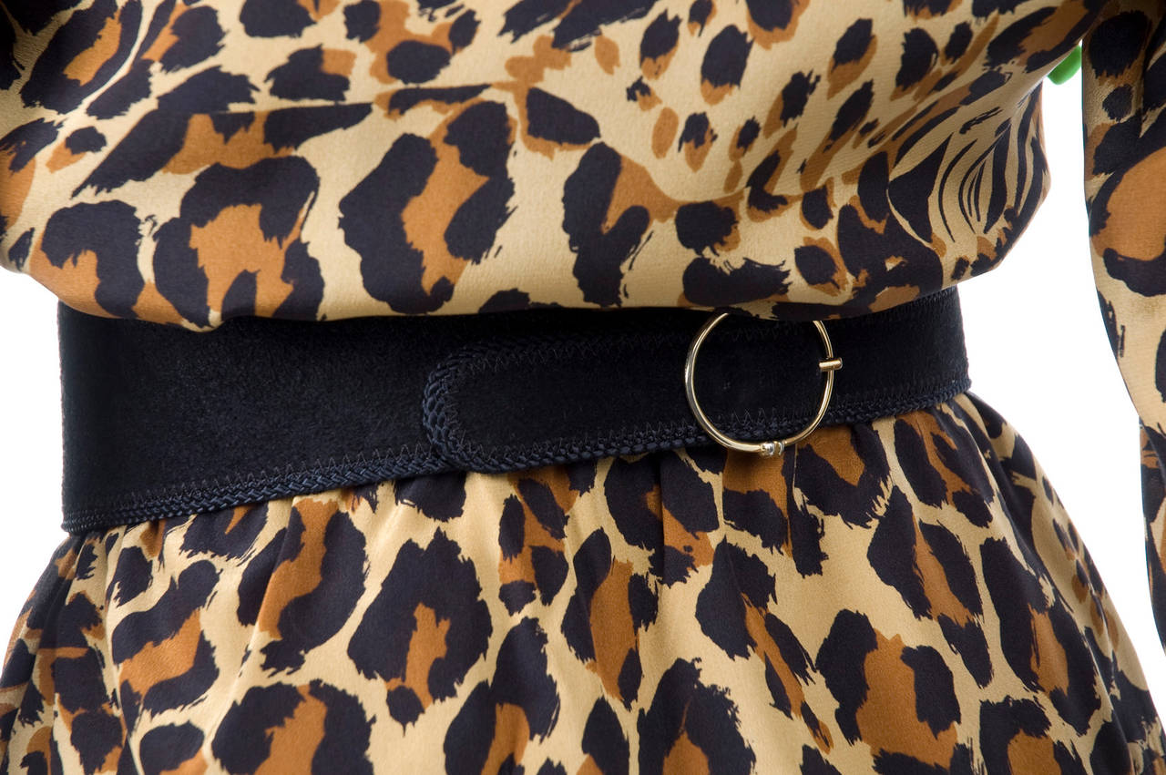 Iconic Vintage Yves Saint Laurent Silk Leopard Print Dress For Sale 2
