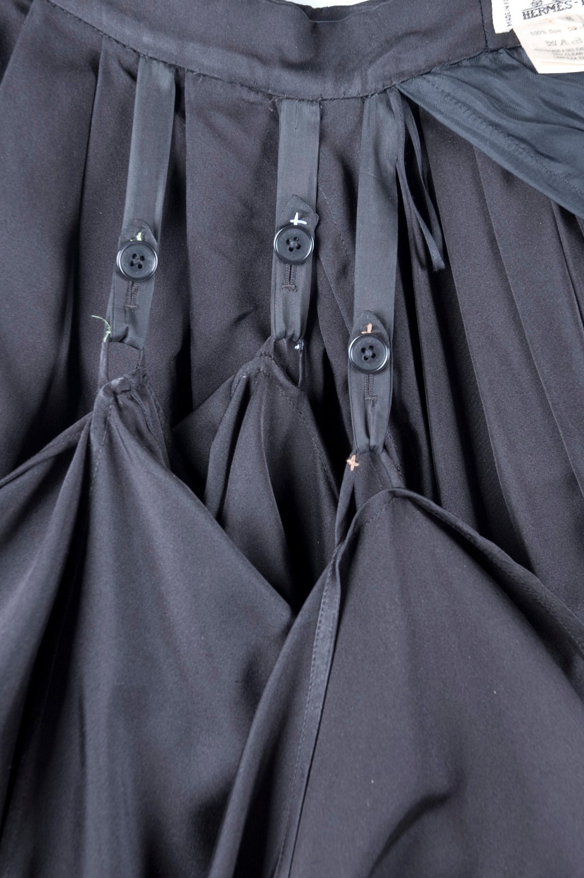 Rare Vintage HERMES Asymetrical Evening Skirt in Black Silk 3