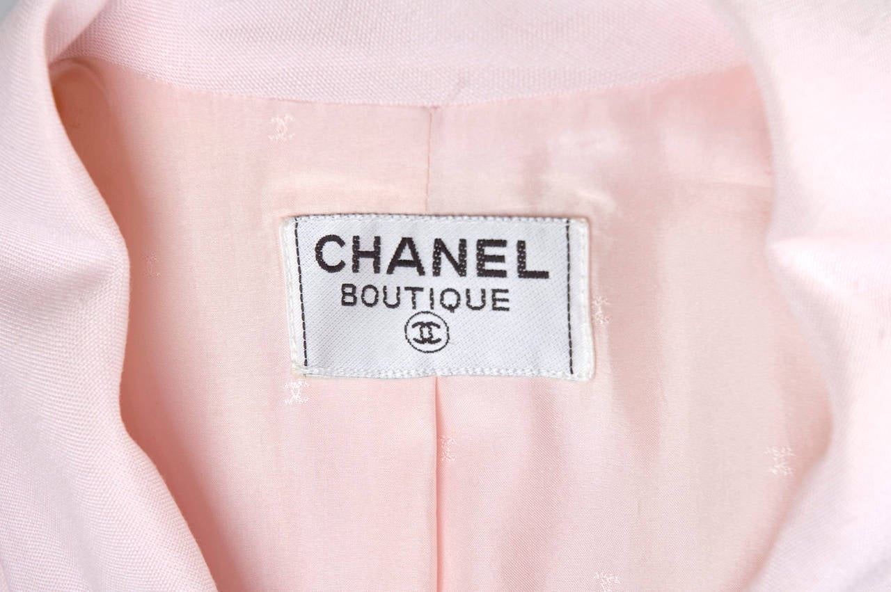 Vintage Chanel Linen Dress in Pink For Sale 3