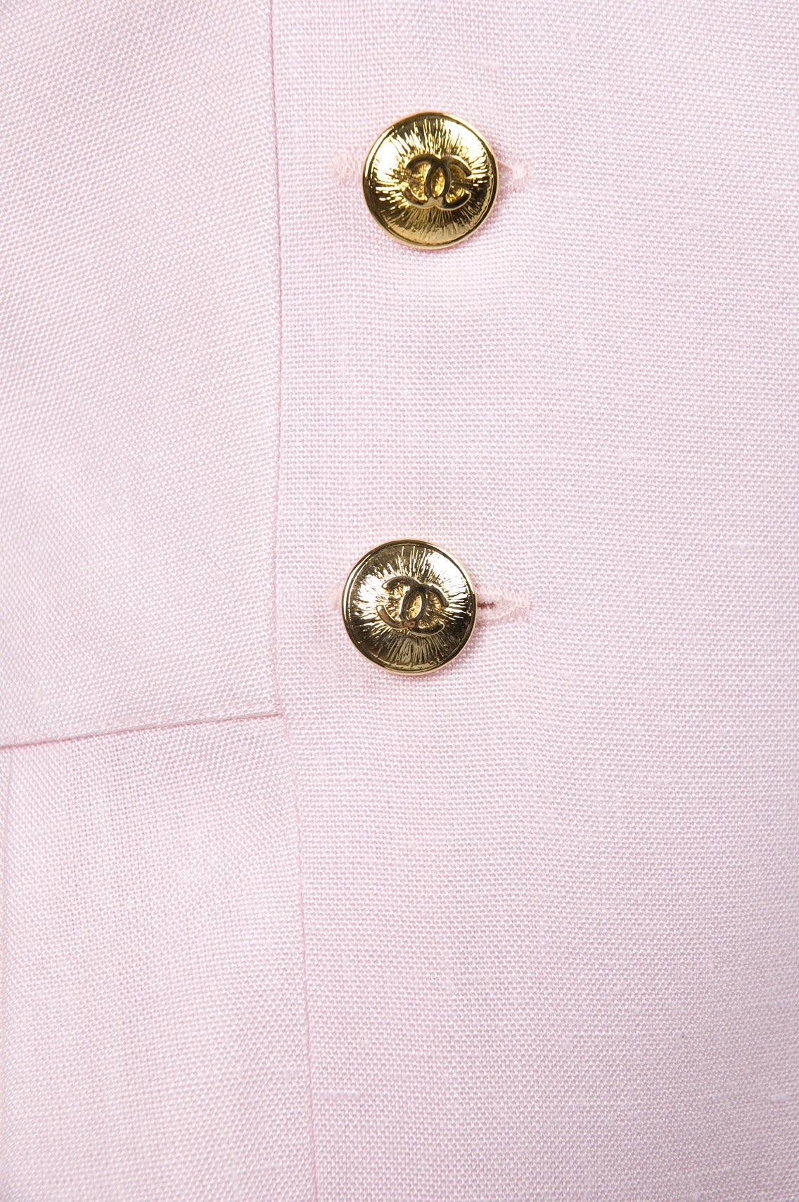 Vintage Chanel Linen Dress in Pink For Sale 1