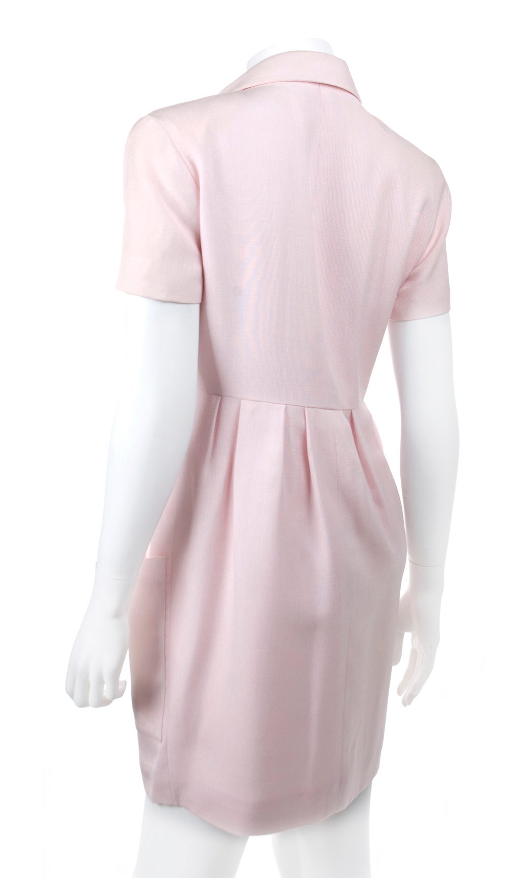 Vintage Chanel Linen Dress in Pink For Sale 2