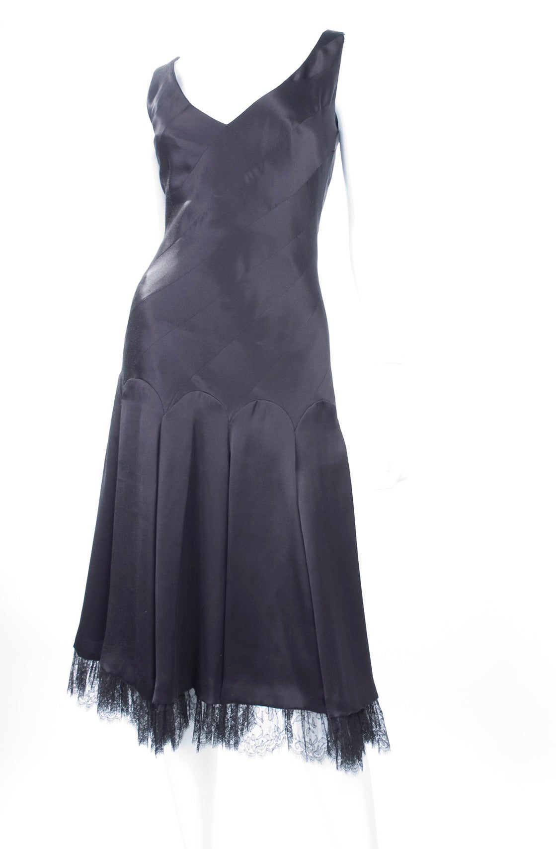 Givenchy Couture Black Silk Satin Dress For Sale 1