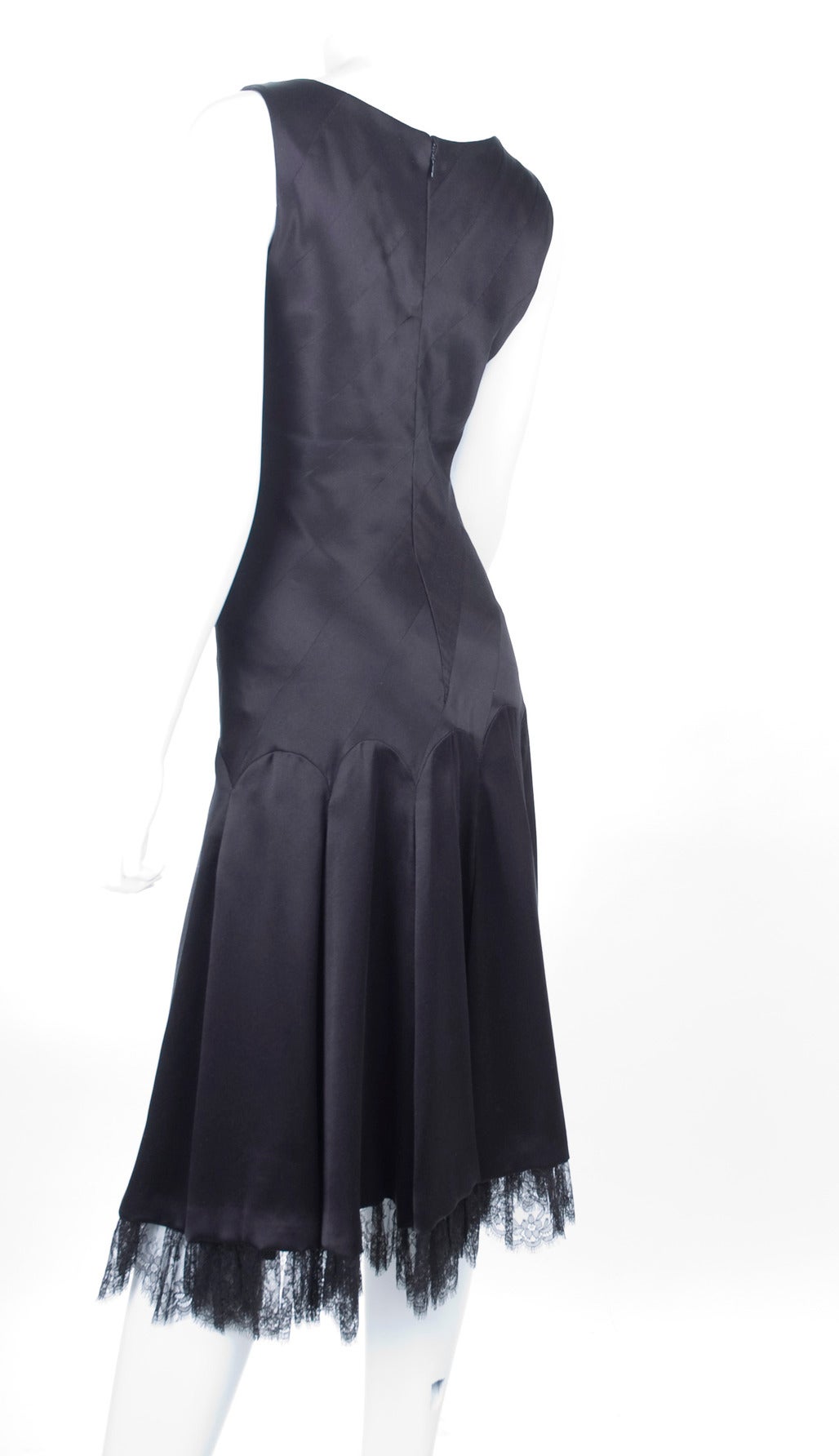 Givenchy Couture Black Silk Satin Dress For Sale 4