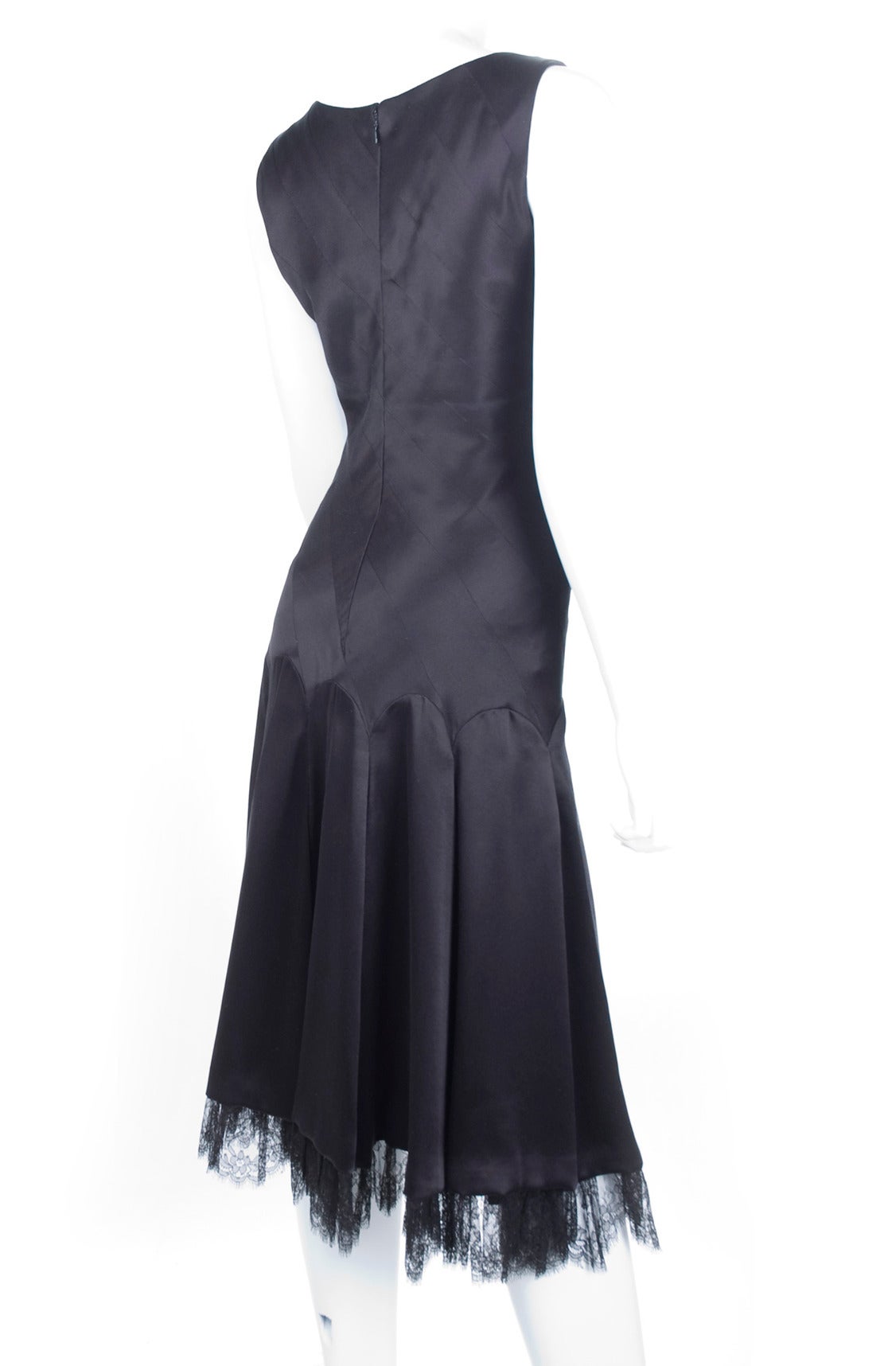 Givenchy Couture Black Silk Satin Dress For Sale 6