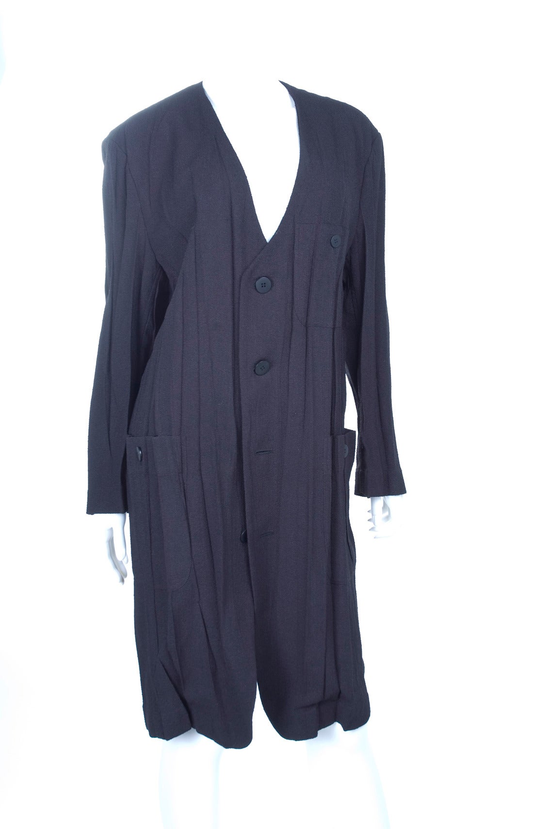 80's Issey Miyake Black Long Jacket or Coat In Excellent Condition For Sale In Hamburg, Deutschland