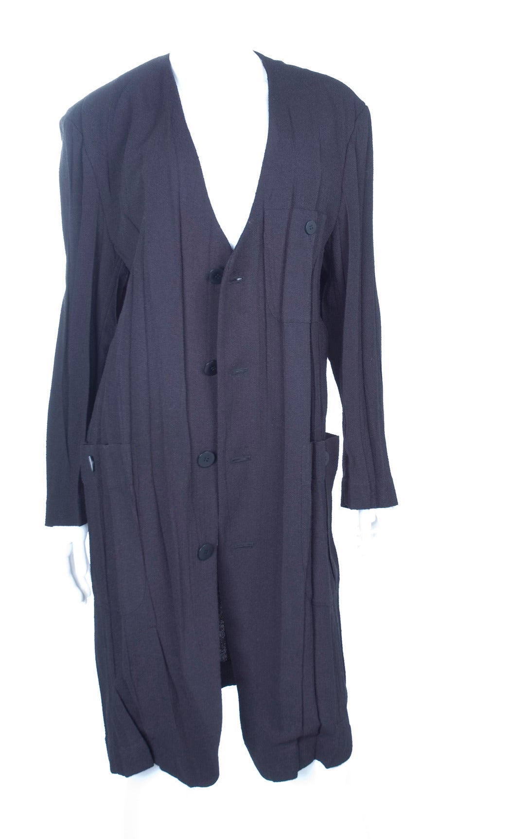 Women's 80's Issey Miyake Black Long Jacket or Coat For Sale