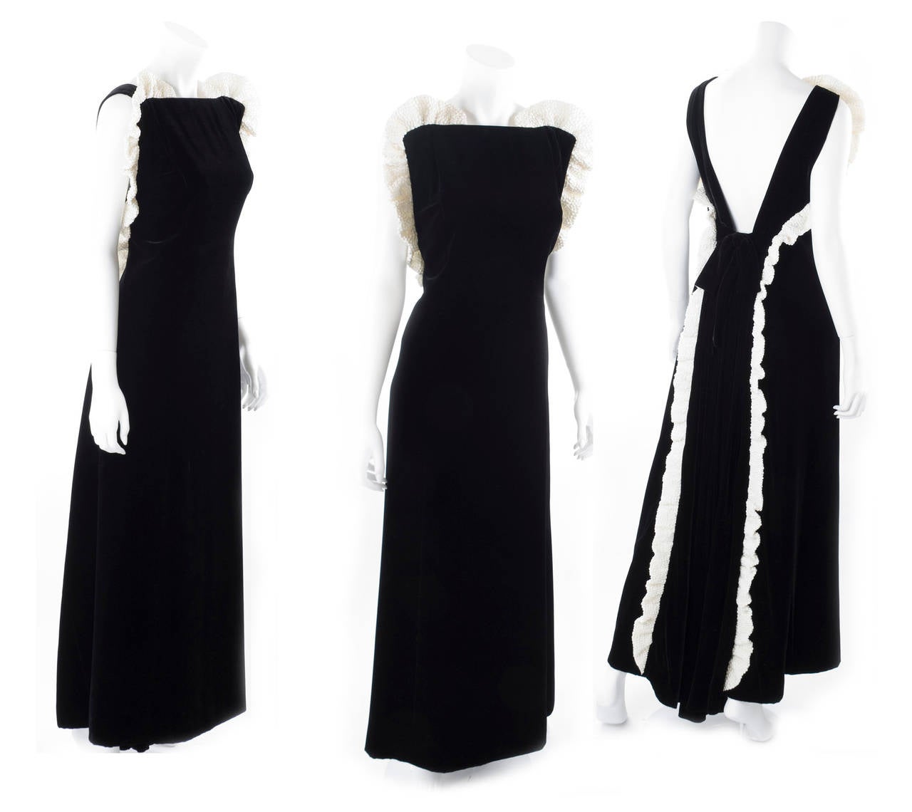 Vintage Jacqueline de Ribes Velvet Evening Gown.
Black viscose velvet and ivory silk trim.
Zip closure in the back and snap buttons for the bow detail.
Size: US 10
Excellent condition.
Measurements:
Length 141 cm - 55.5 inches - Waist 80 cm -