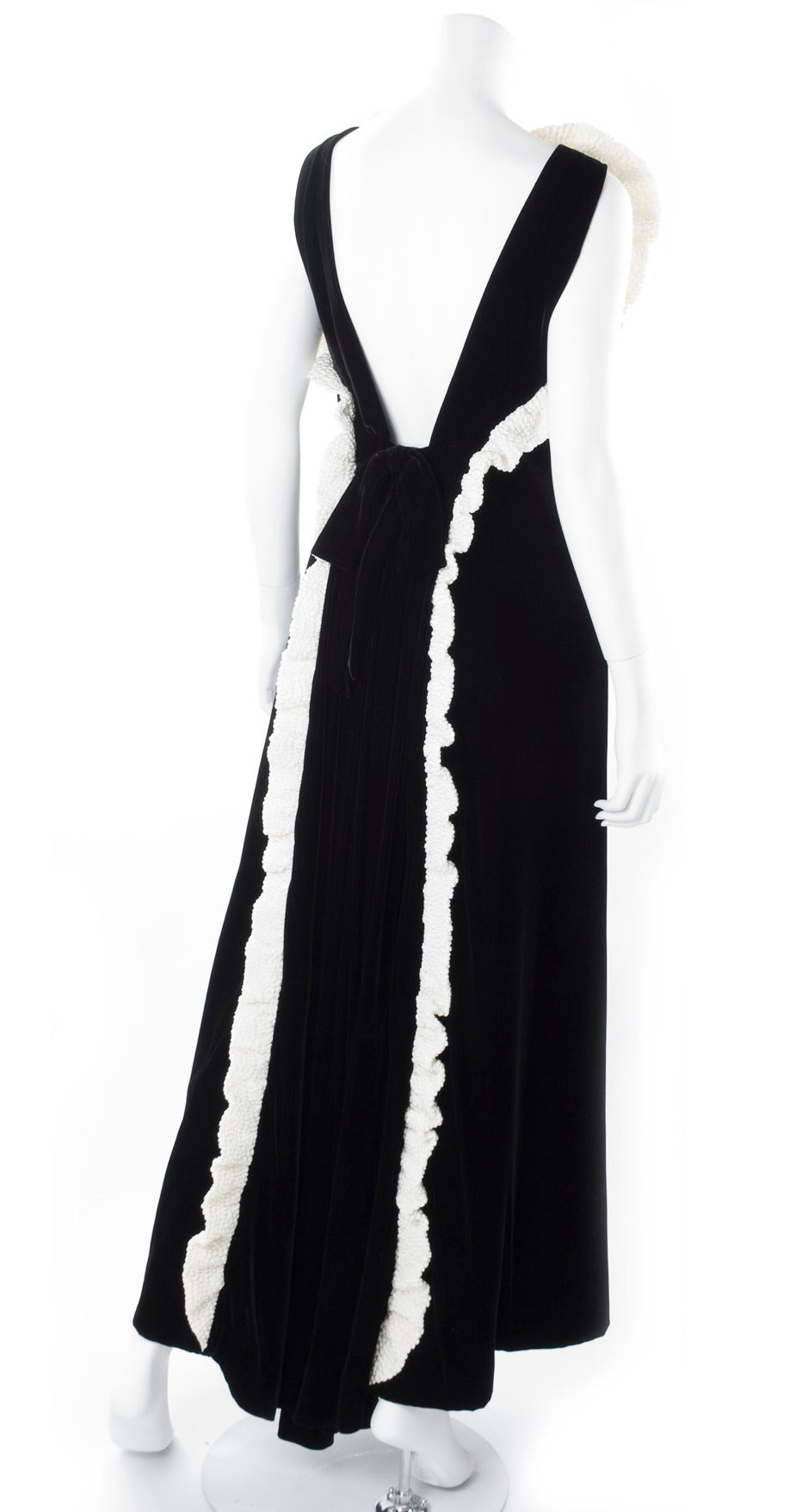 Black Vintage Jacqueline de Ribes Velvet Evening Gown For Sale