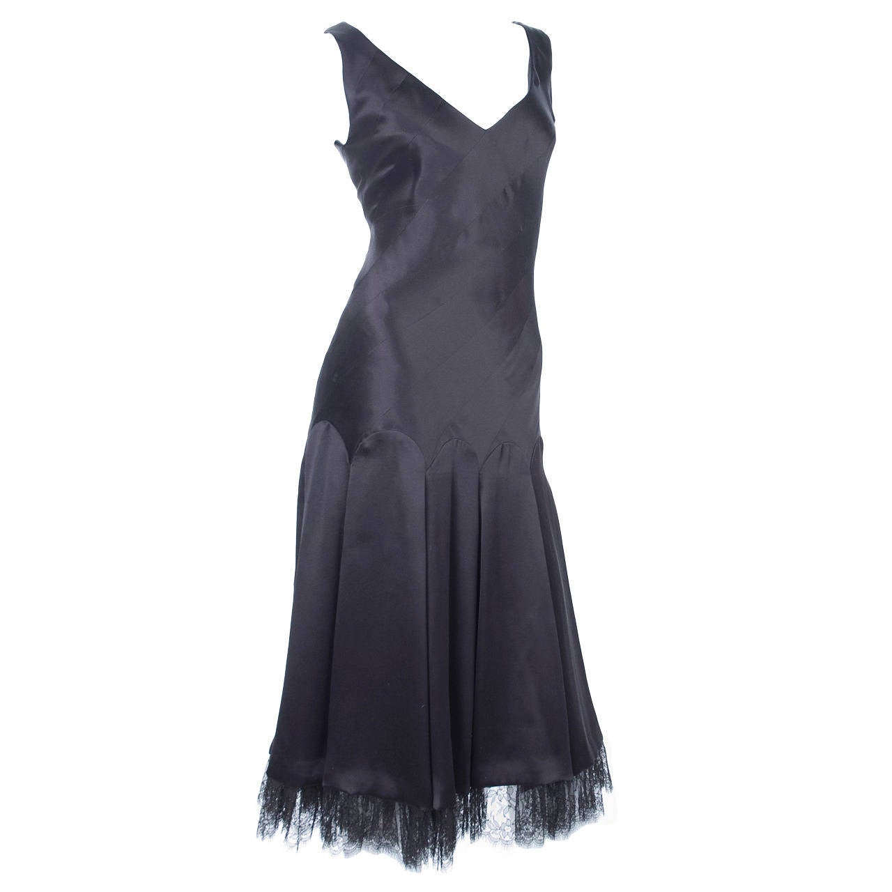 Givenchy Couture Black Silk Satin Dress For Sale