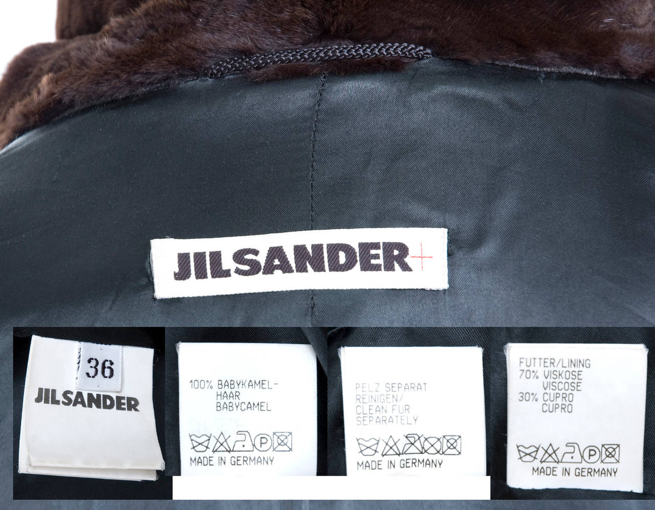90's Jil Sander Baby Camel Coat with Fur Collar For Sale 3