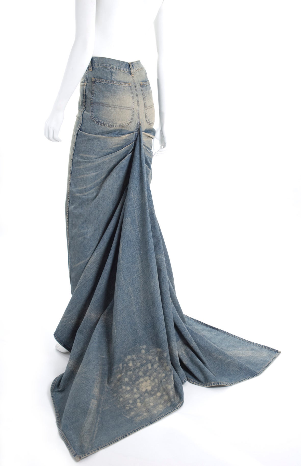 2003 Ralph Lauren Jeans Skirt with Train at 1stDibs