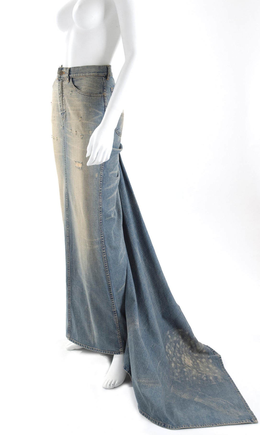 2003 Ralph Lauren Jeans Skirt with Train at 1stDibs