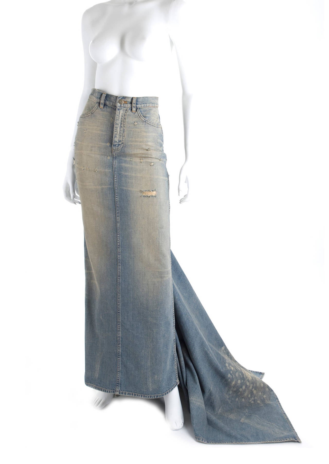 2003 Ralph Lauren Jeans Skirt with Train In Excellent Condition In Hamburg, Deutschland