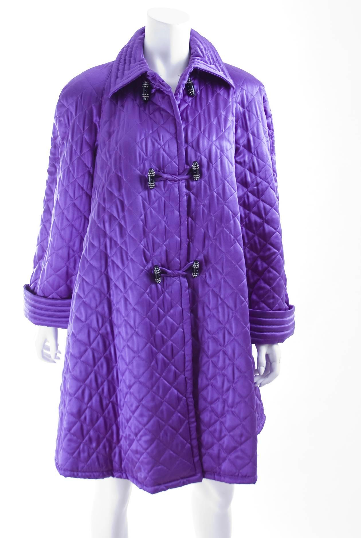 Purple Valentino Quilted Silk Coat For Sale