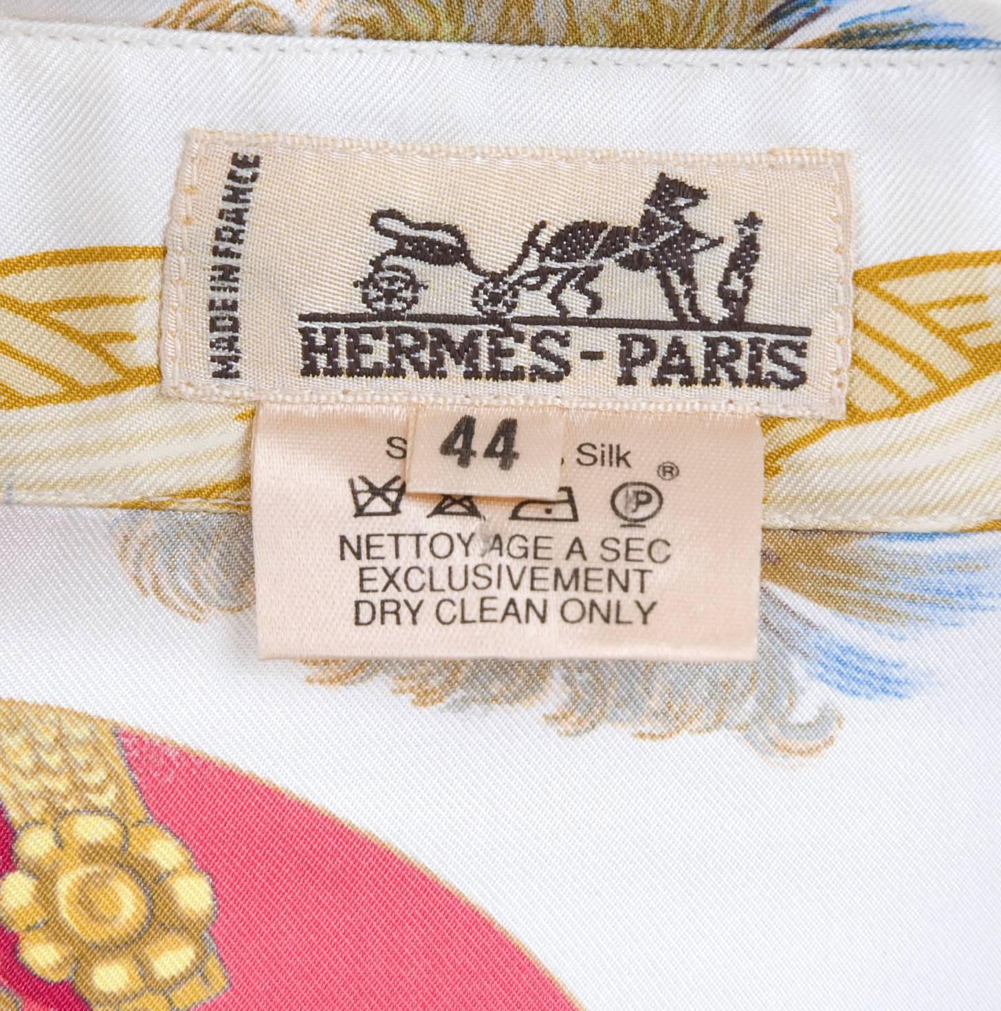 90s HERMES Silk Blouse COUVEE D'HERMES  For Sale 6