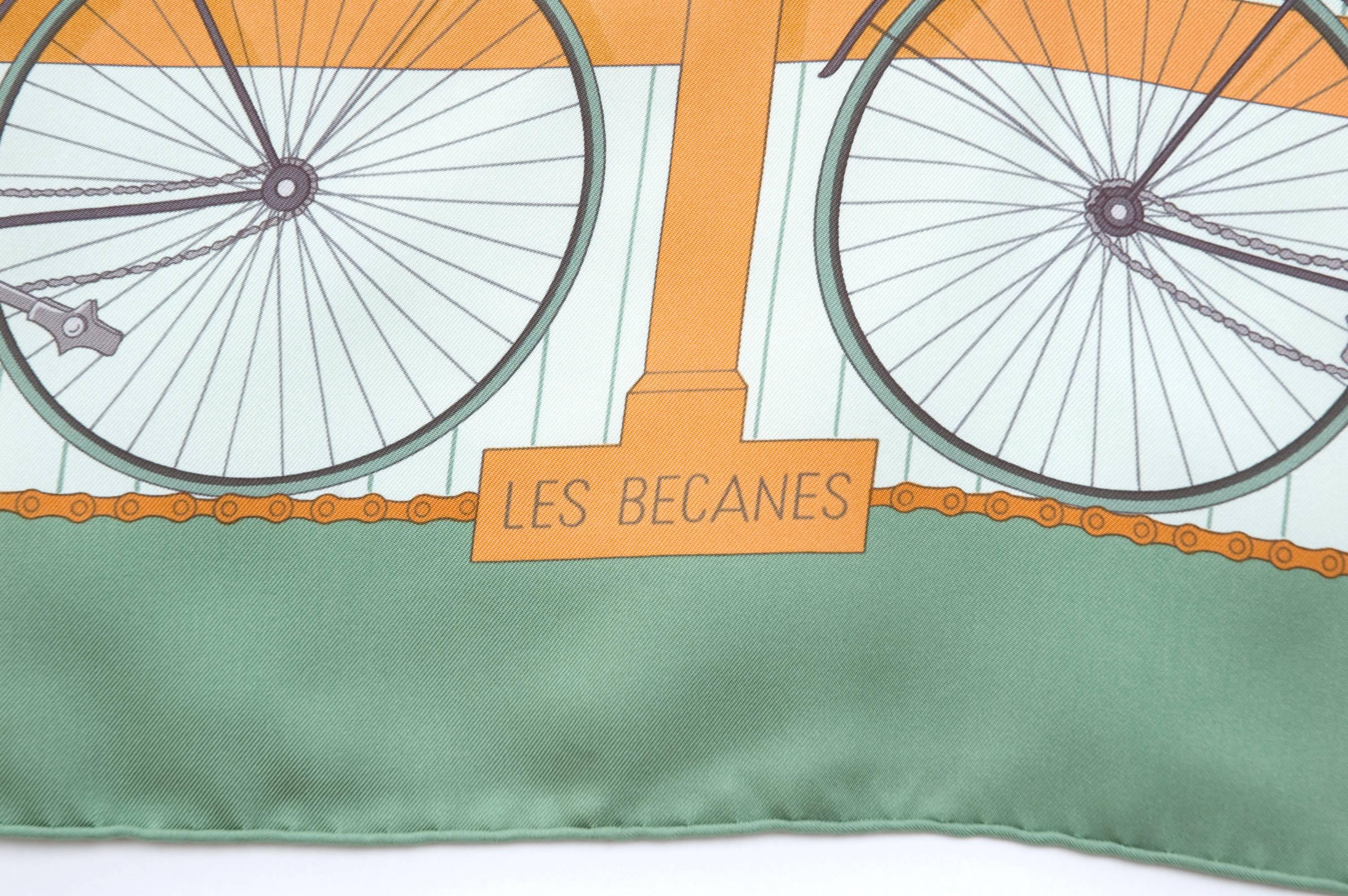 Gray Hermes 1950s 'Les Becanes’ Hermes Silk Scarf