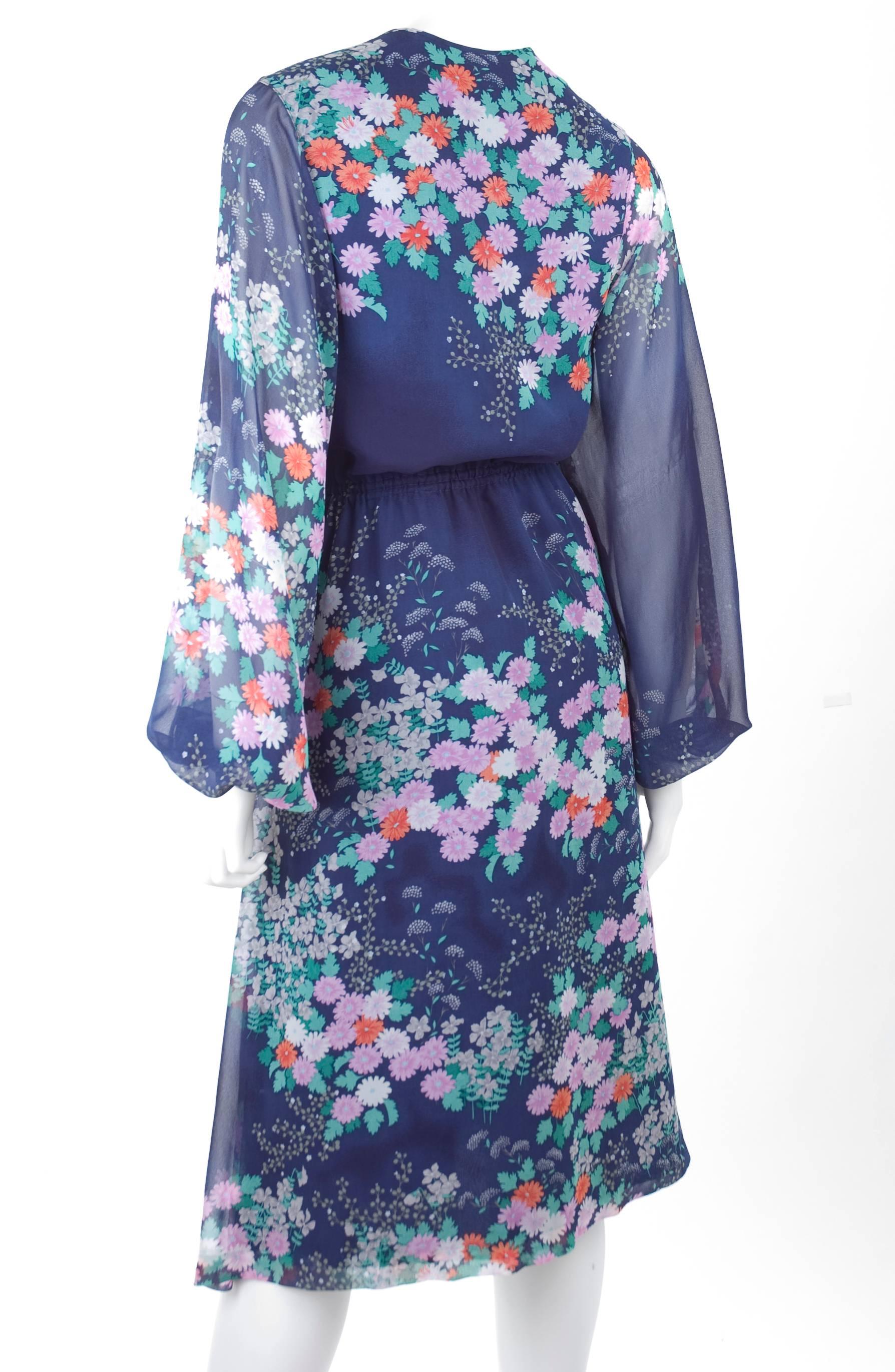 Women's 1970 Hanae Mori Chiffon Dress For Sale