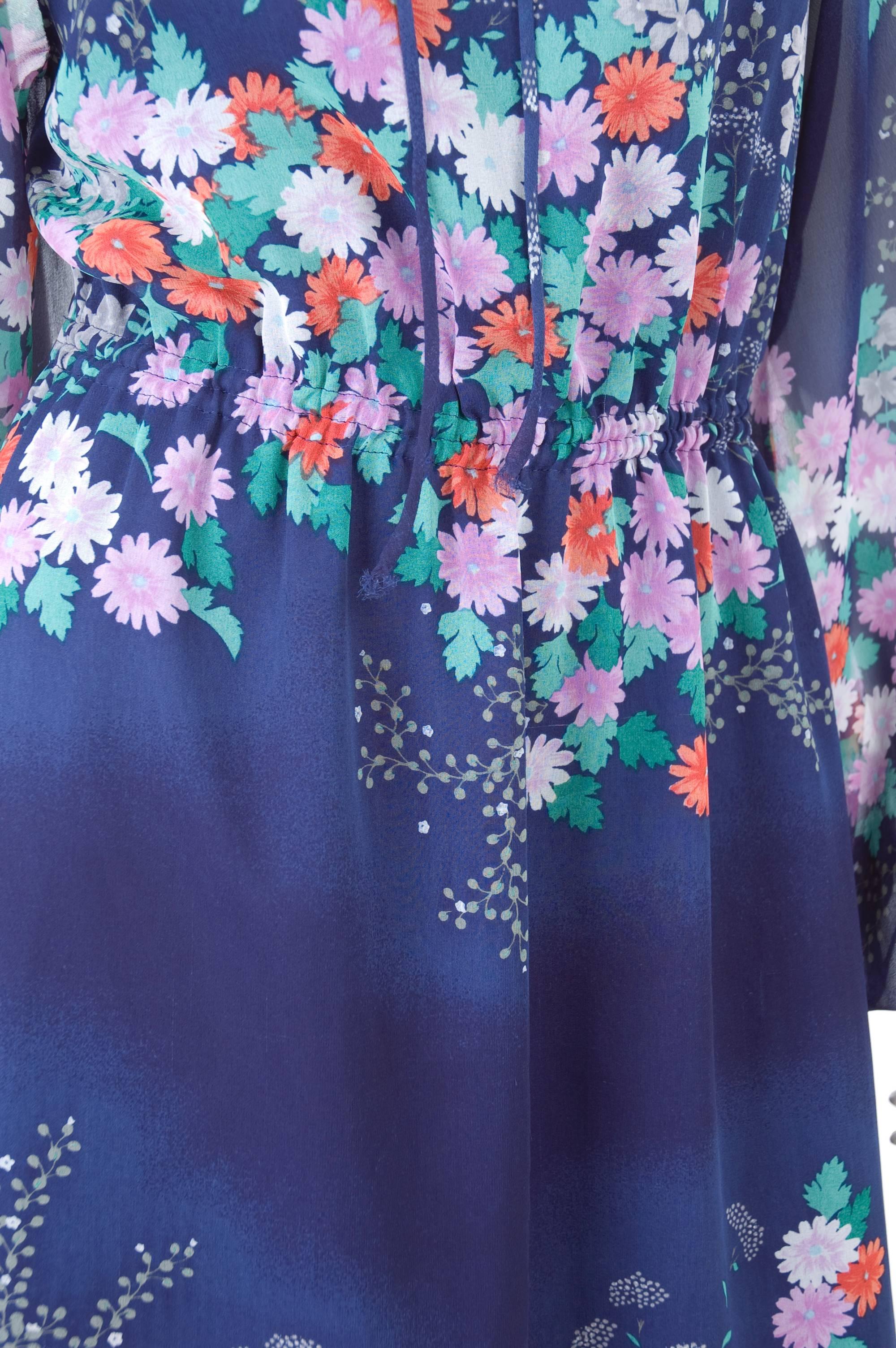 1970 Hanae Mori Chiffon Dress For Sale 1